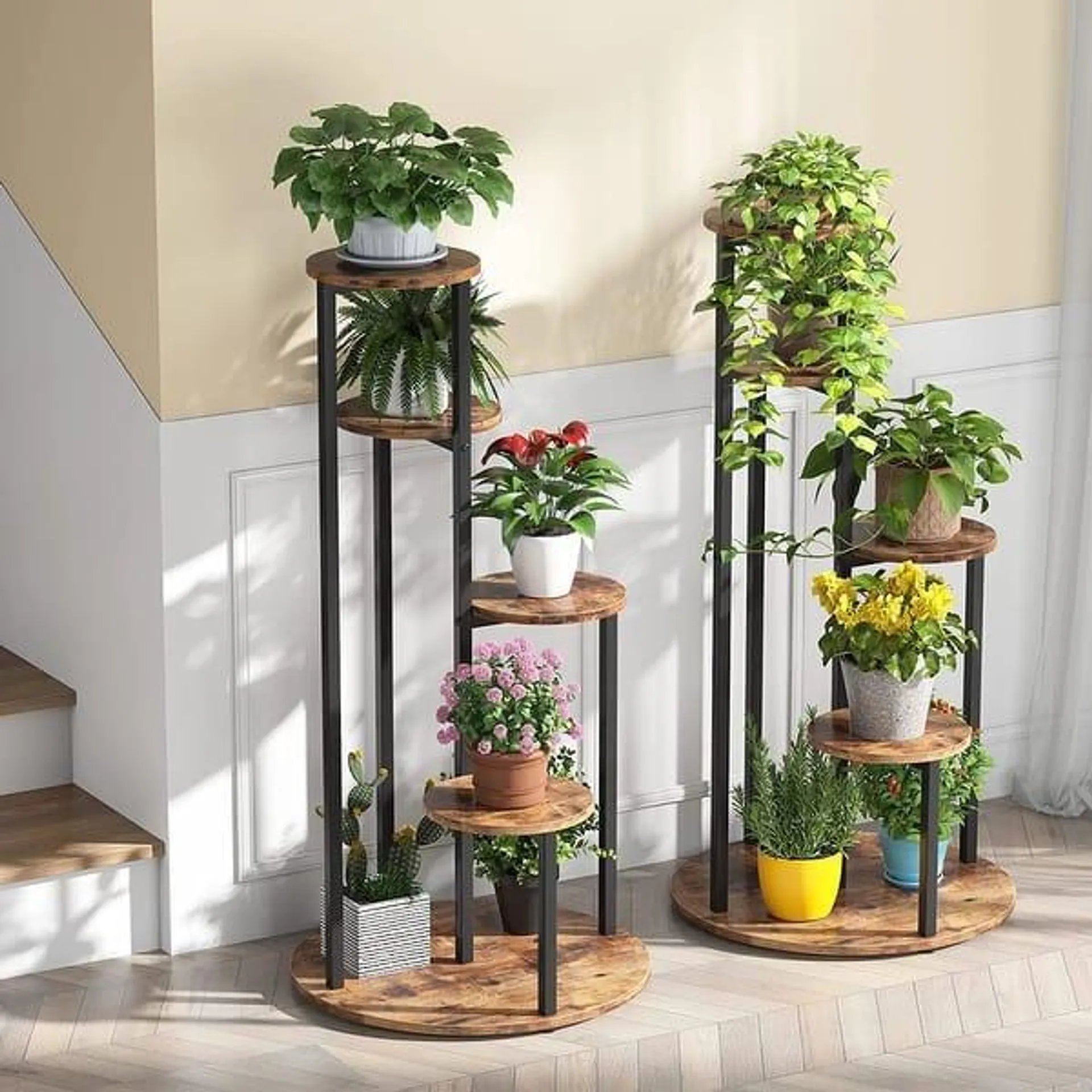 4-Tier Plant Stand Indoor, Tall Wood Plant Shelf Holders, Set of One - 19.68”L* 19.68”W* 40.94”H