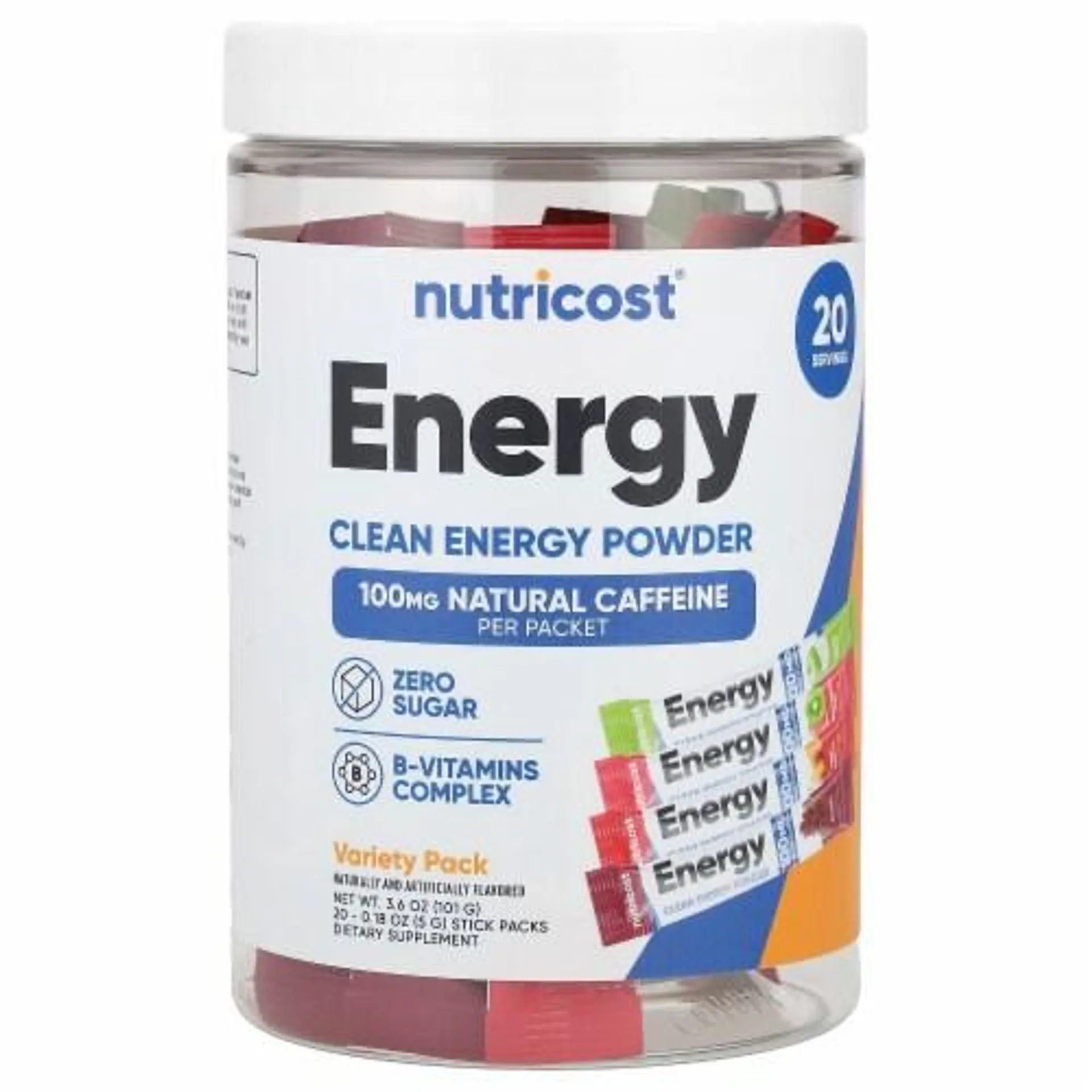 Nutricost Energy Clean Energy Powder Variety Pack 20 Stick Packs - 0.18 oz (5 g)