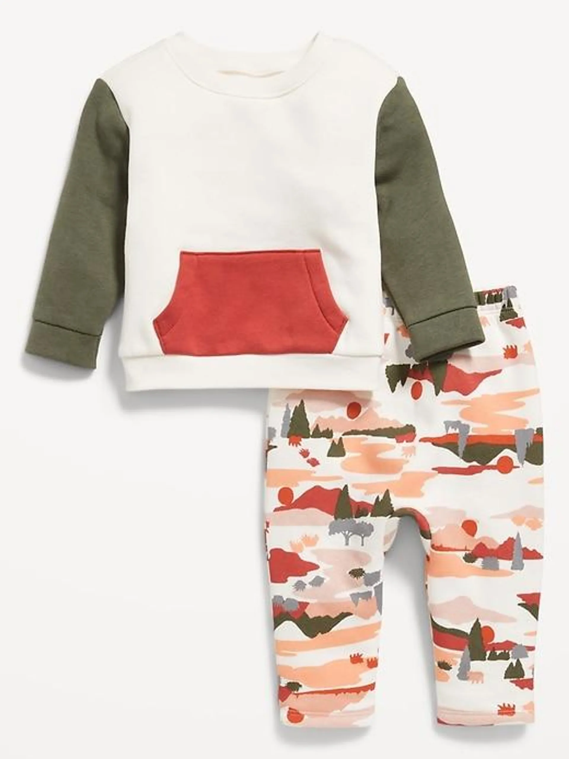 Crew-Neck Sweatshirt and Sweatpants Set for Baby