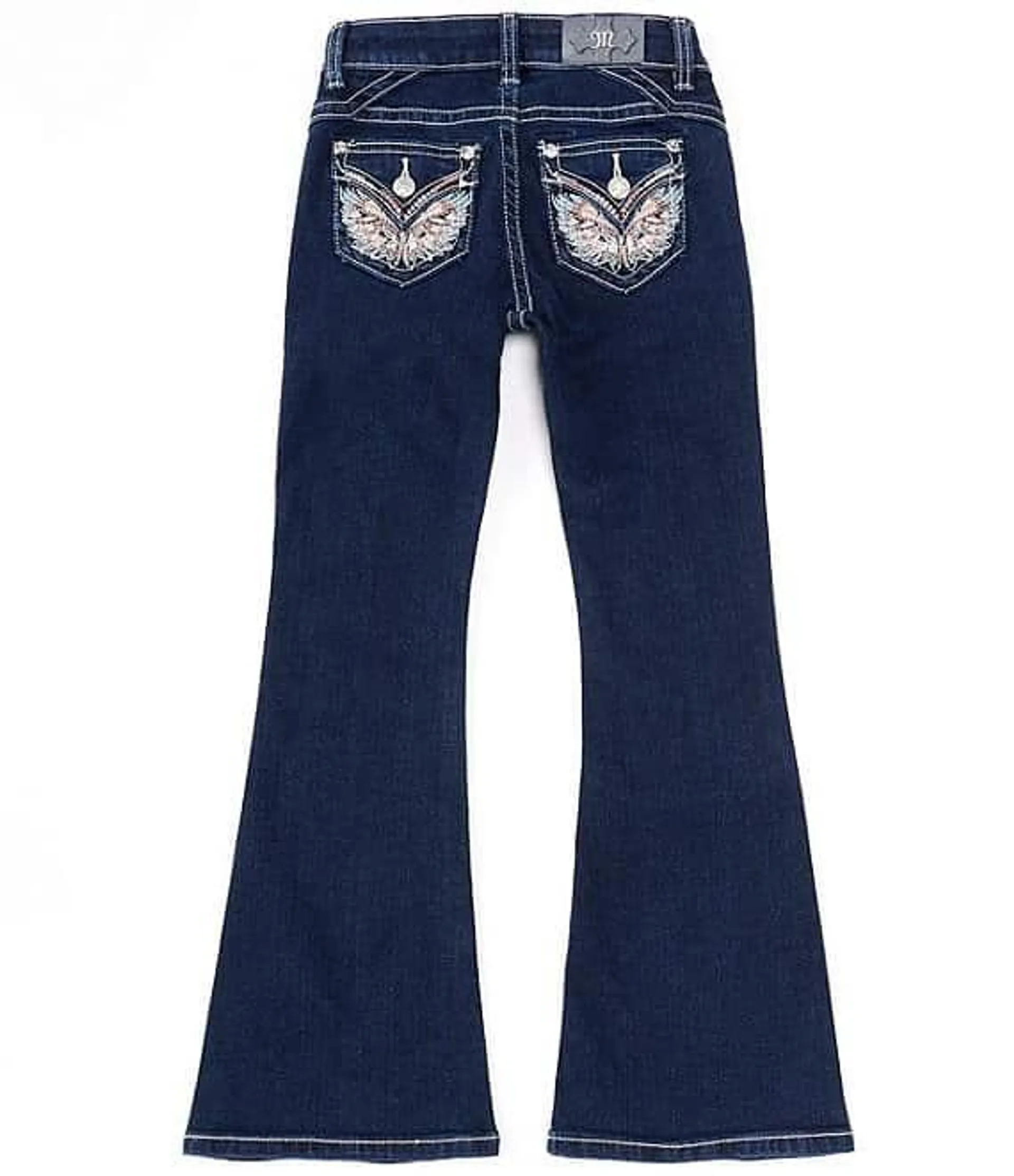 Big Girls 7-16 Long Horn Embroidered Pocket Bootcut Jeans