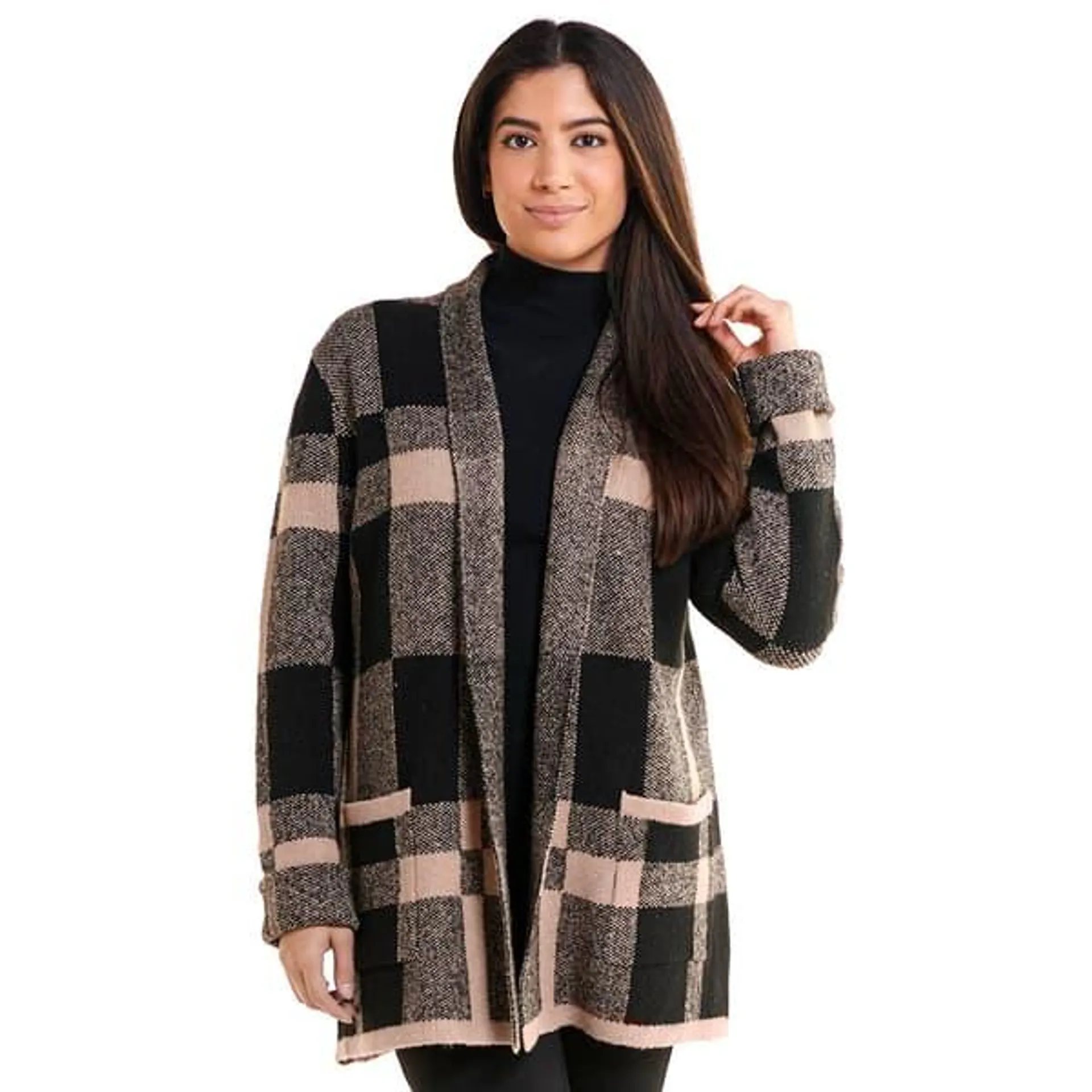 Womens Preswick & Moore® Long Sleeve Two Pocket Plaid Cardigan