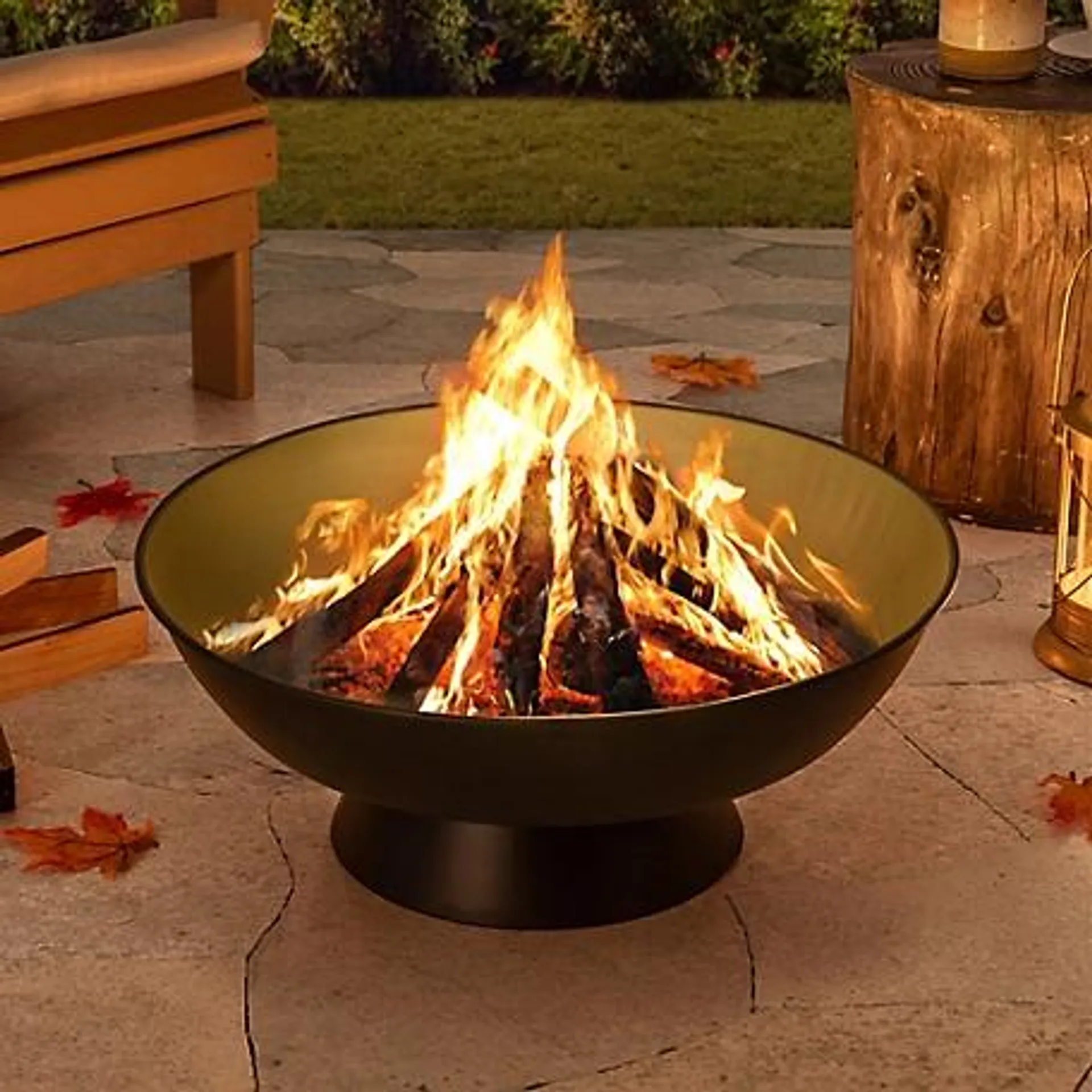 Sunjoy 22in. Black Steel Wood Firepit