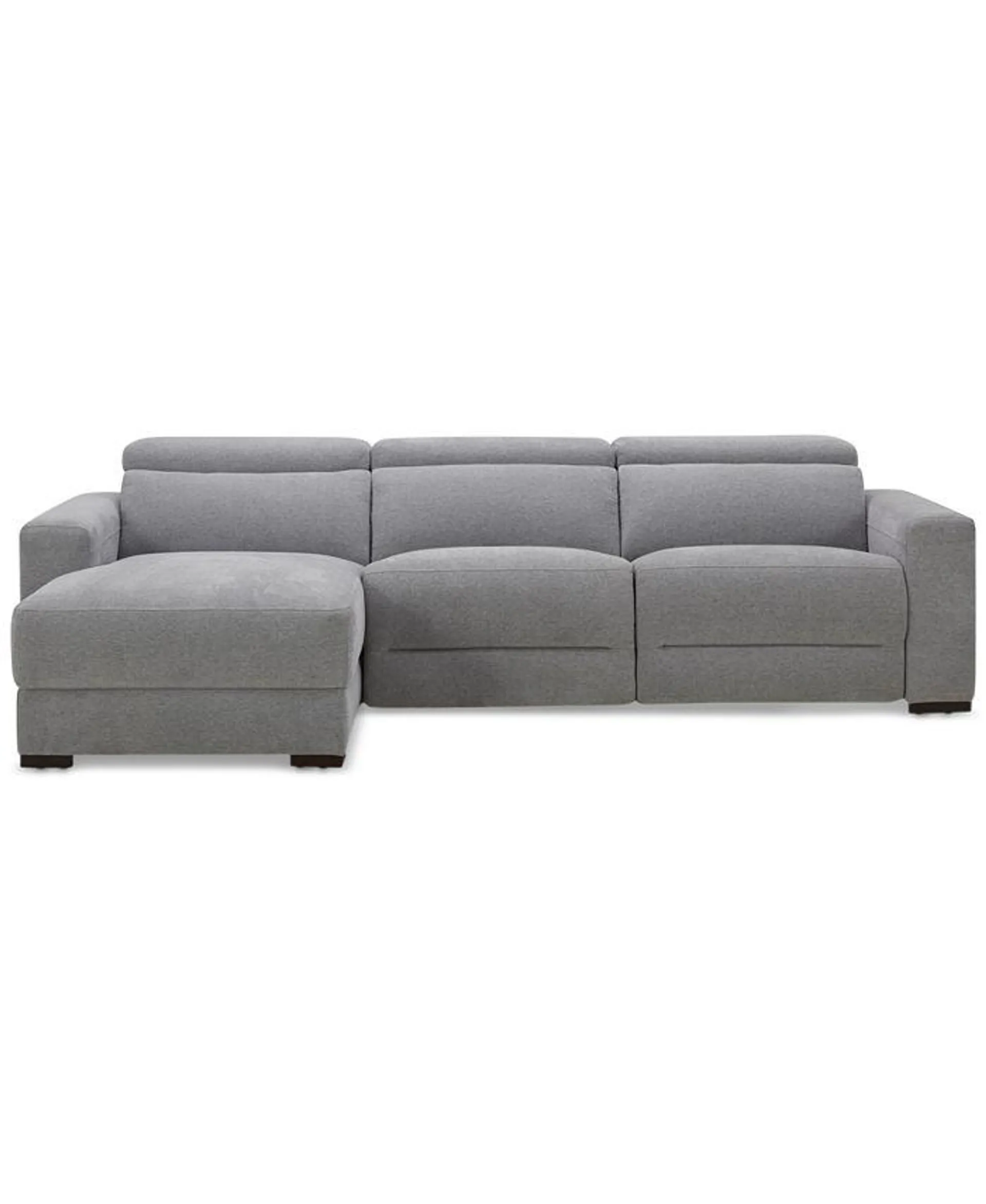 Nevio 3-Pc. Fabric Power Headrest Sectional and Chaise with 1 Power Motion Chair