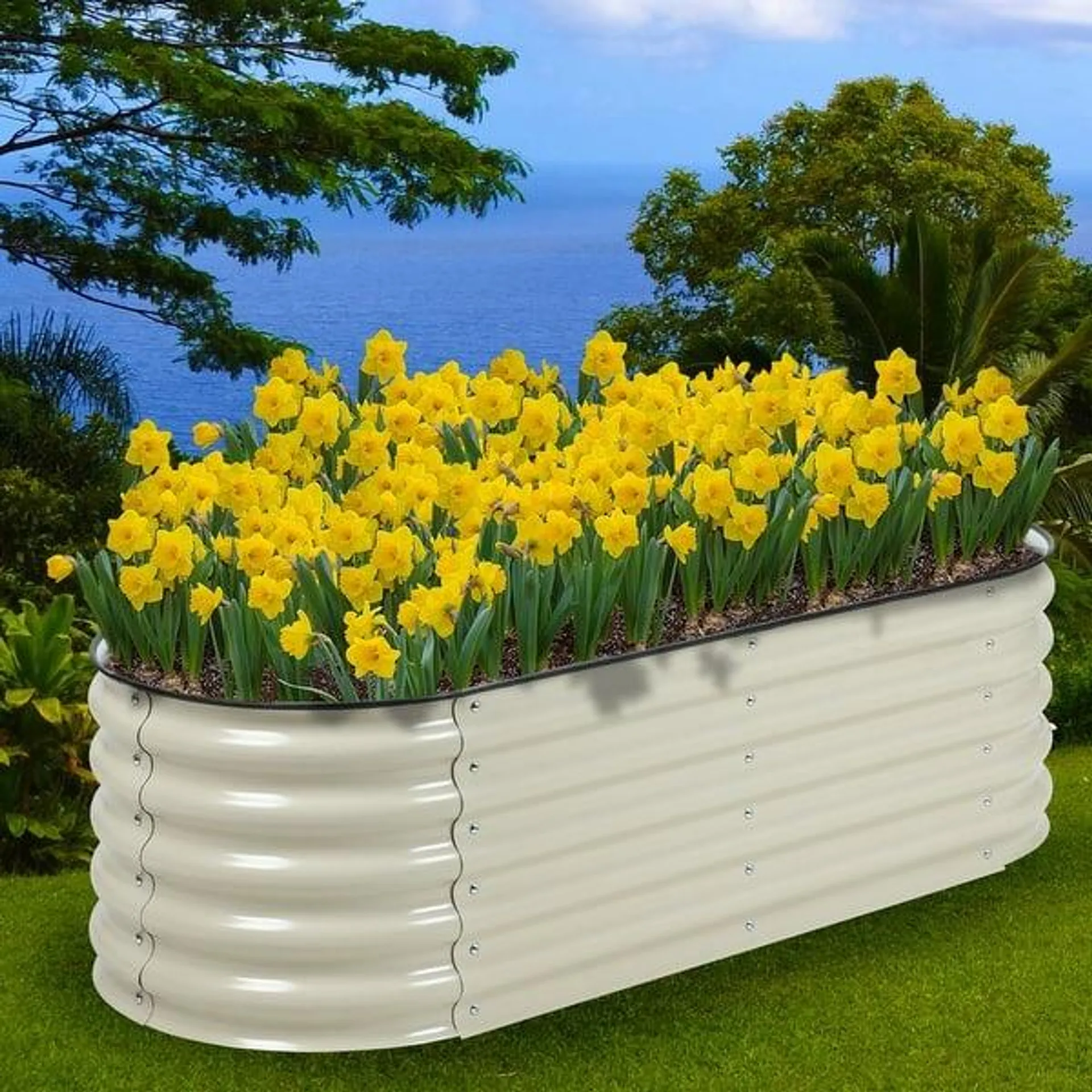 Aoodor 4 in 1 Modular Aluzinc Metal Raised Garden Bed - Outdoor Garden Planter Box for Vegetable, Flower, Herb - N/A