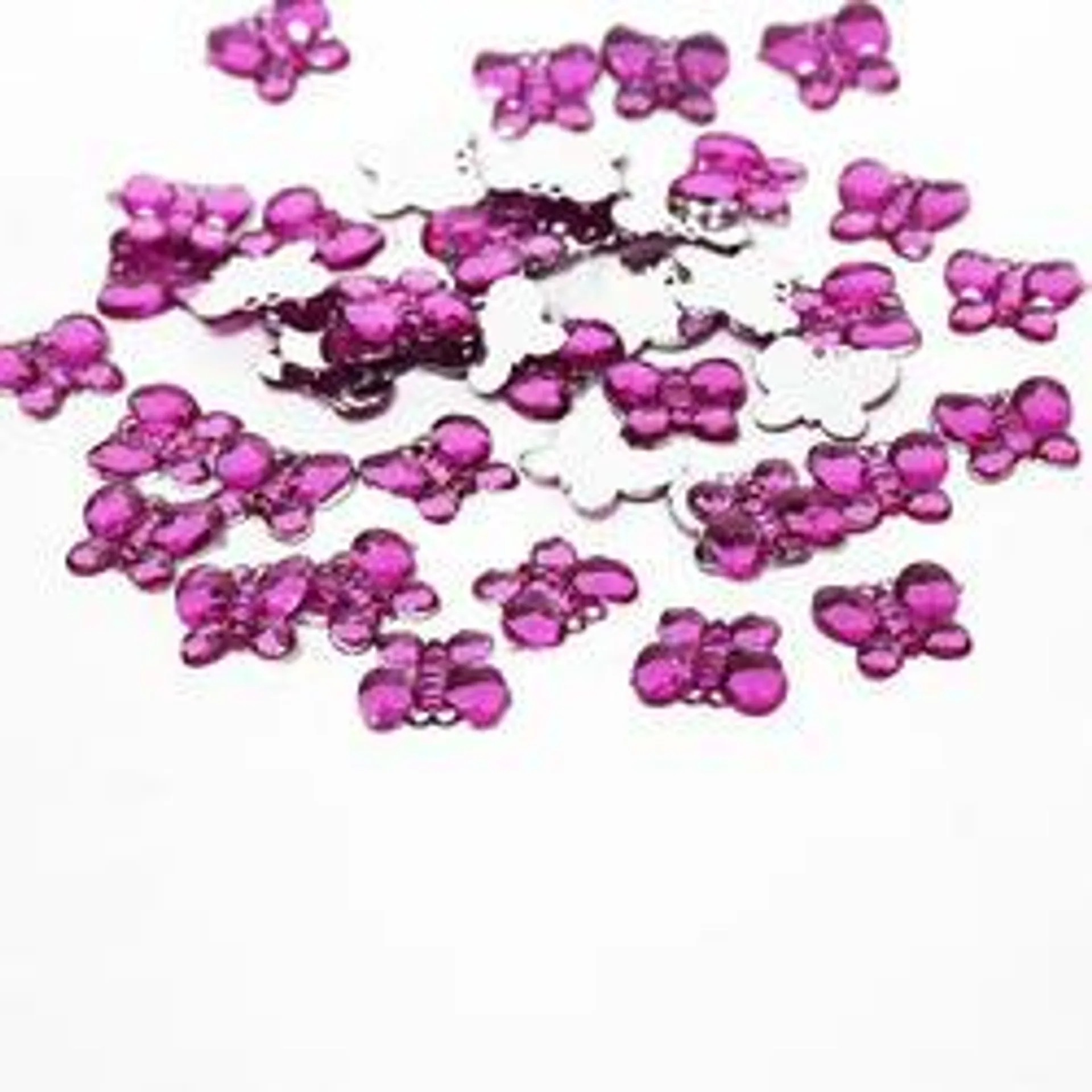 Fuchsia Flat Back Butterfly Rhinestones (Package of 50 pieces)