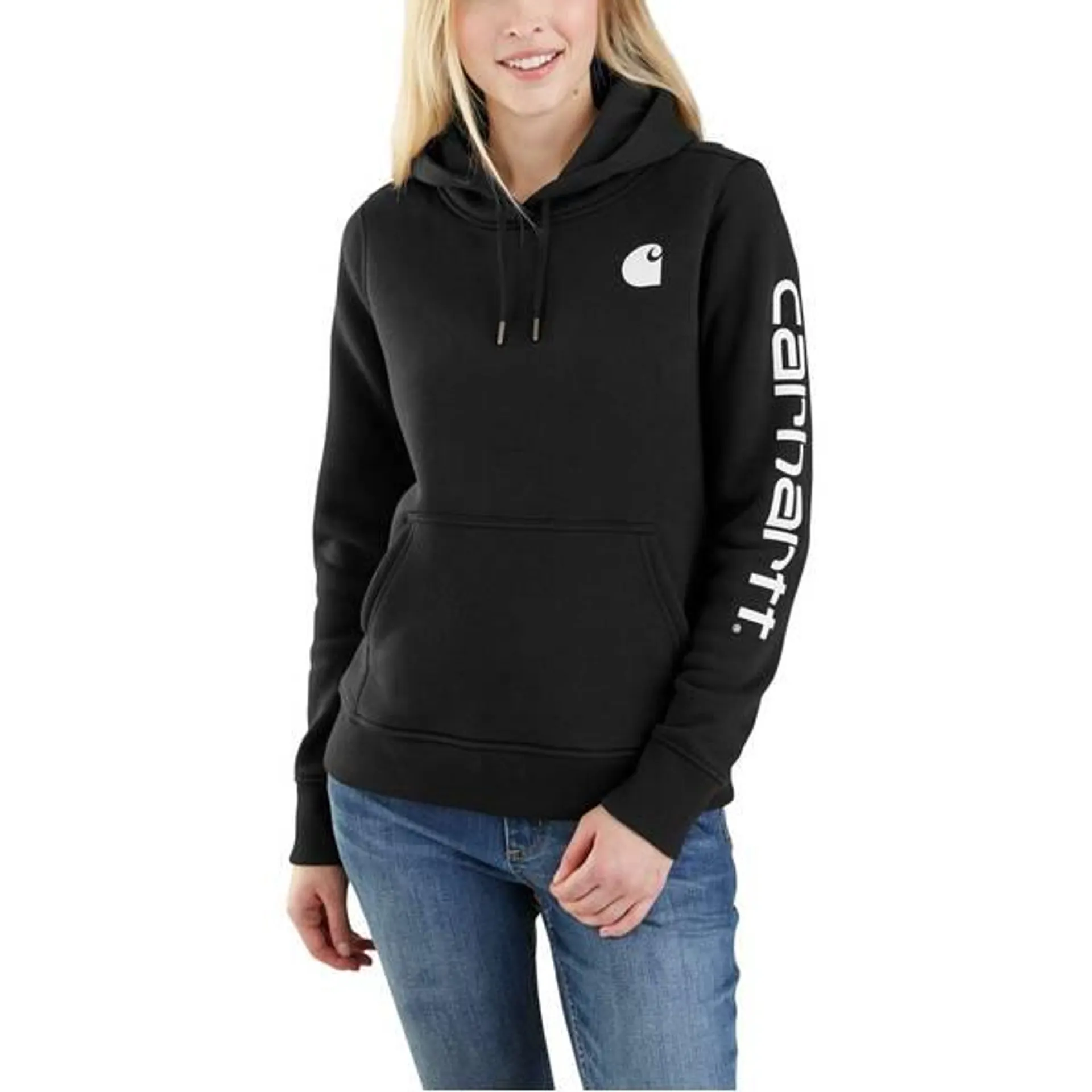 Women's Relaxed Fit Midweight Logo Sleeve Graphic Hoodie