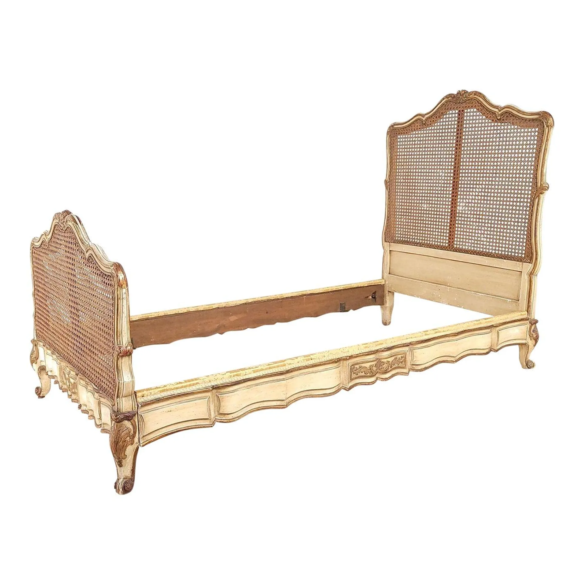 Belle Époque Painted and Gilt French Louis XV–Style Bed, Circa 1890