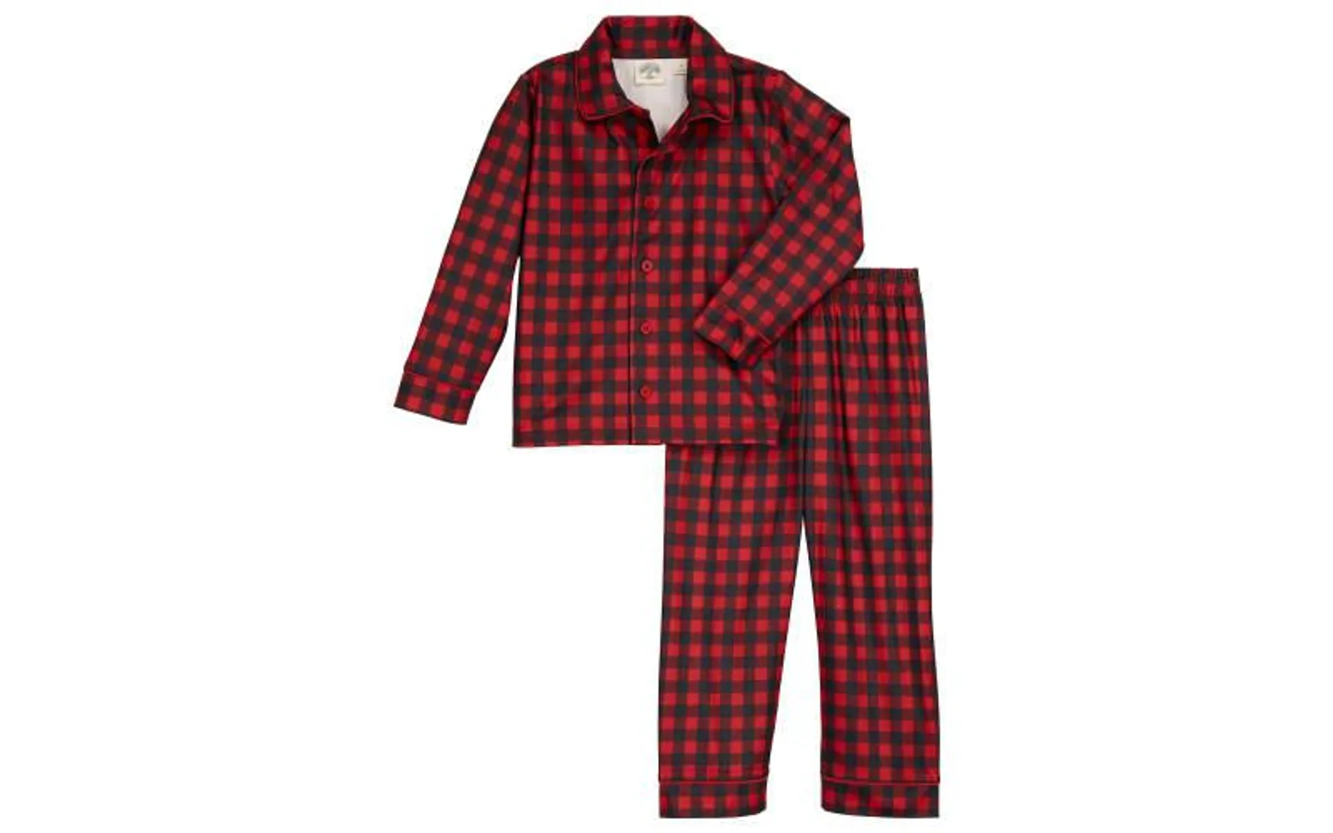 Outdoor Kids Holiday Plaid Long-Sleeve Pajamas Set for Babies, Toddlers, or Kids
