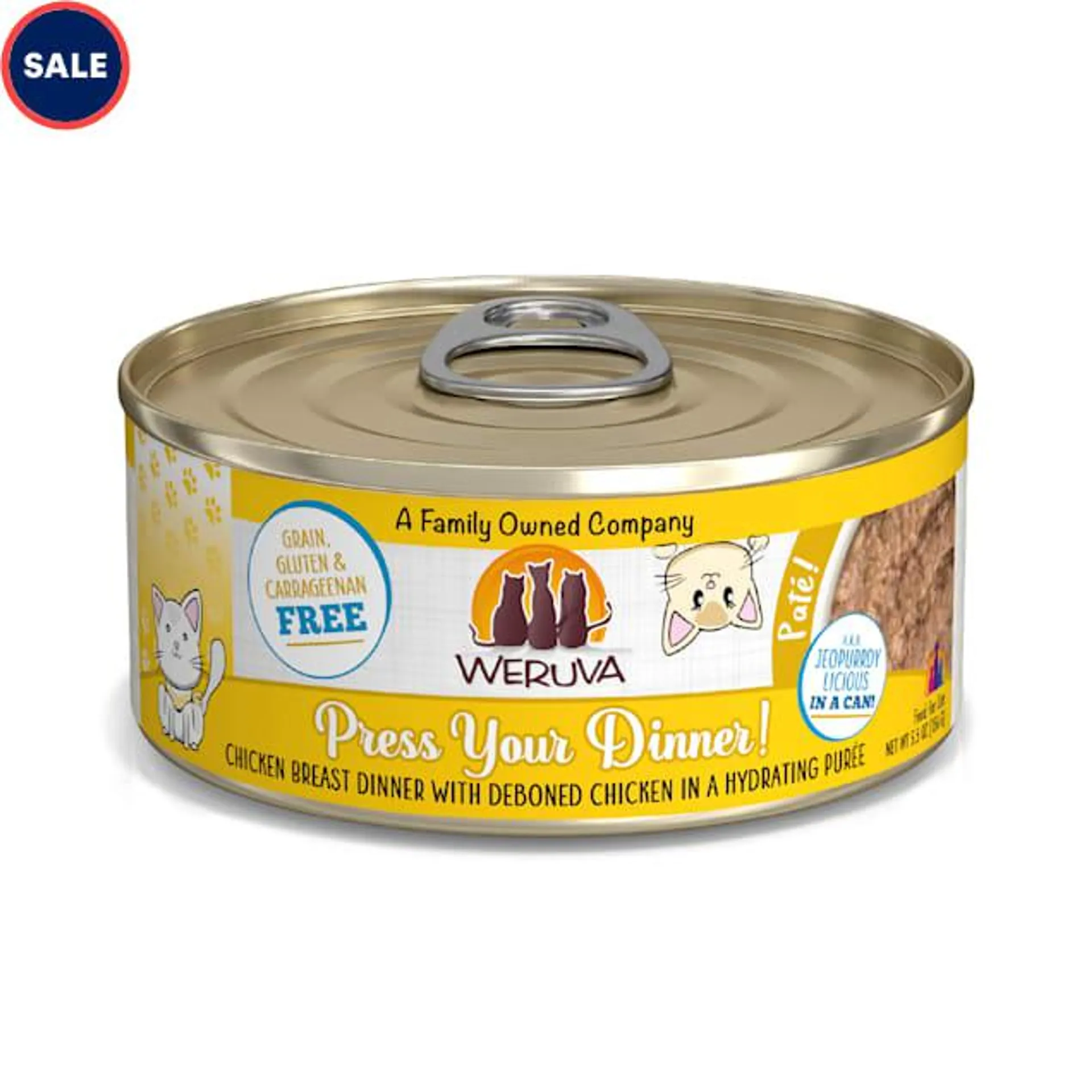 Weruva Pate Press Your Dinner! Chicken Breast Dinner in a Hydrating Puree Wet Cat Food, 5.5 oz., Case of 8