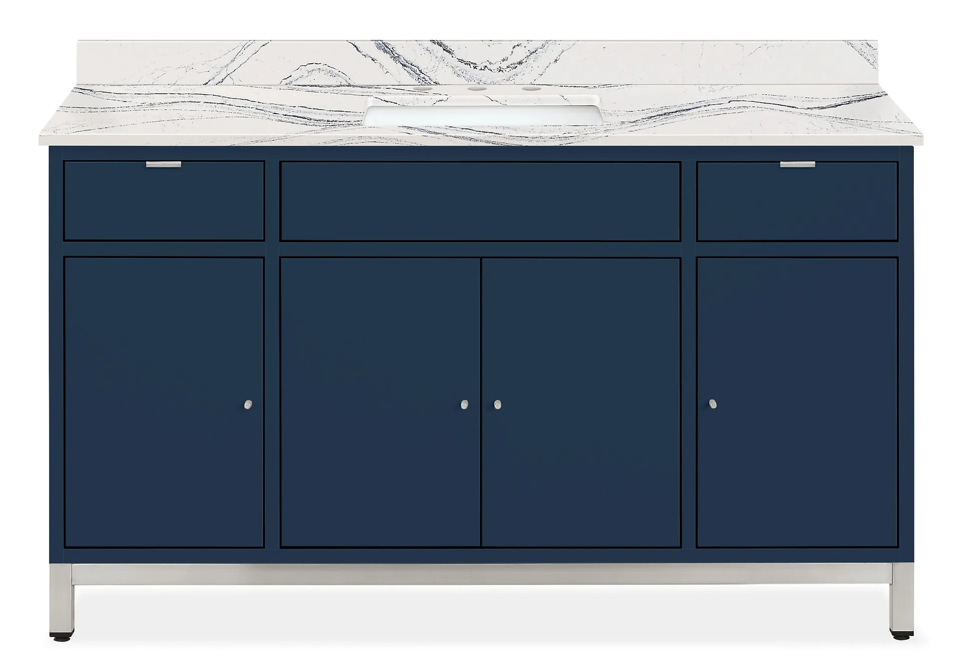 Copenhagen 60w 21.75d 34h SGL Sink Vanity w/L&R Overhang in Navy w/Portrush Top