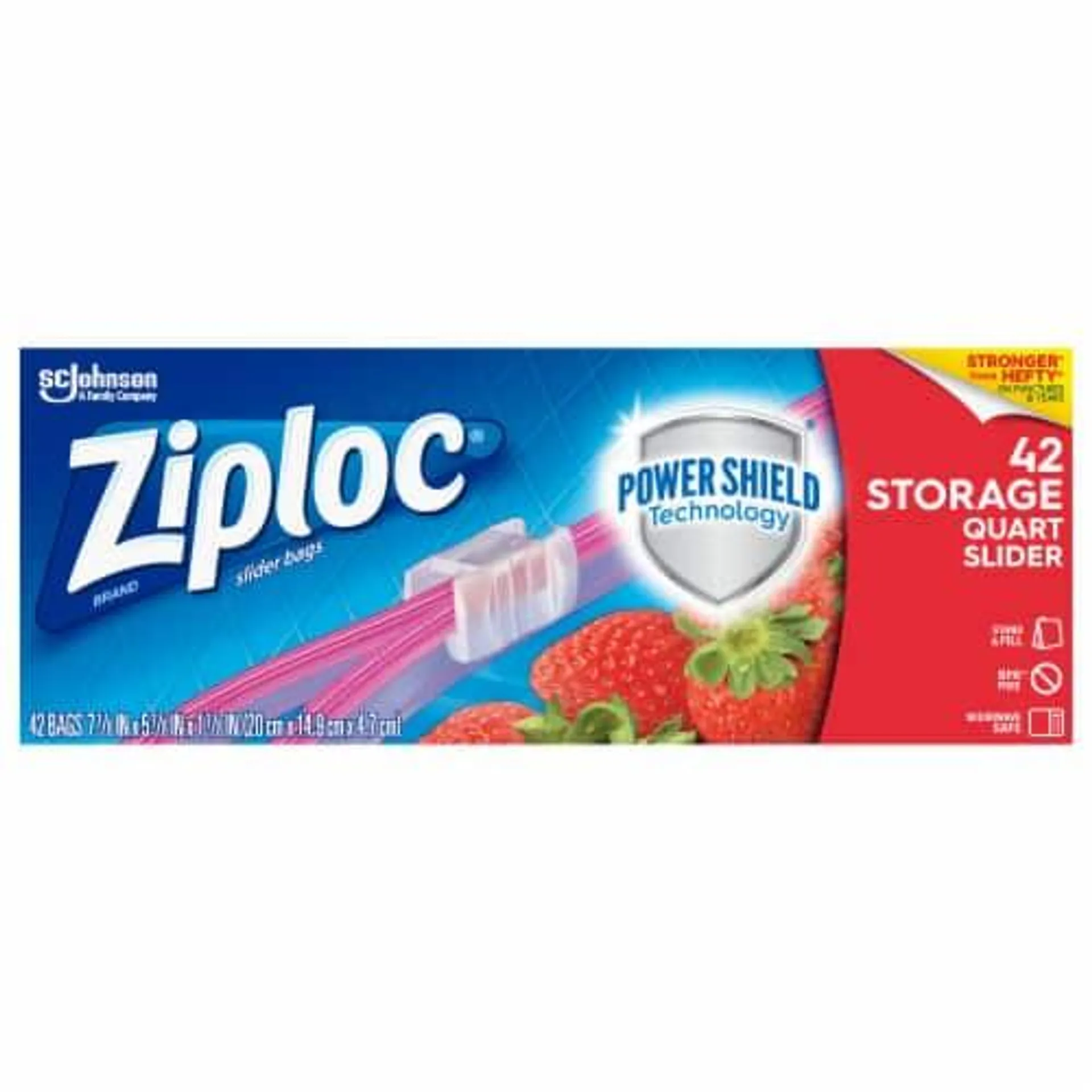 Ziploc® Brand Quart Slider Storage Bags with Power Shield Technology