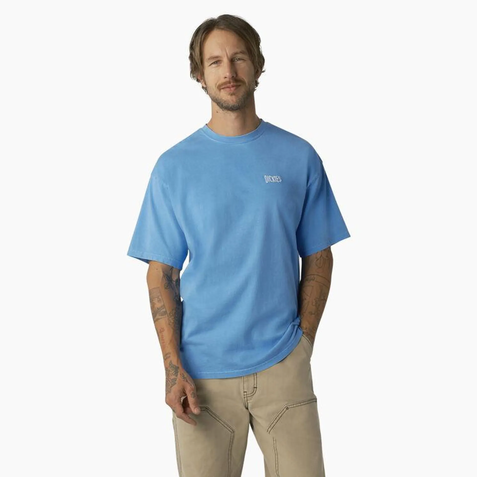 Bandon Short Sleeve T-Shirt, Azure Blue Pigment Wash