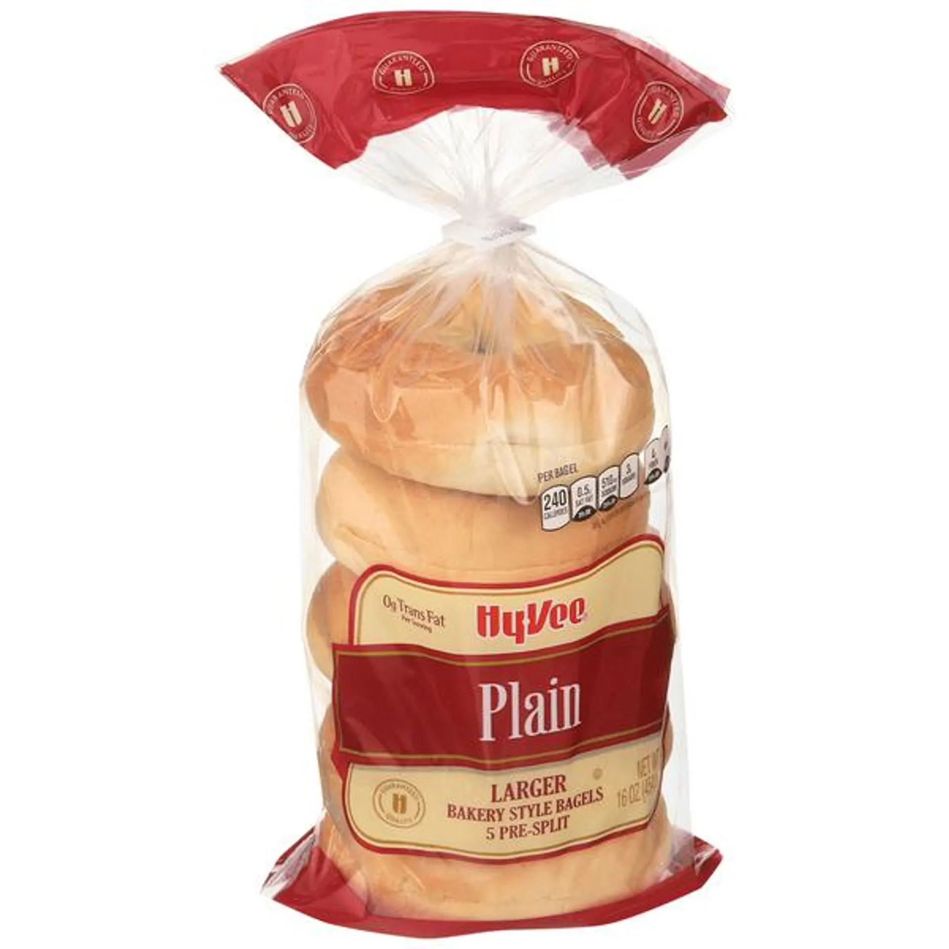 Hy-Vee Plain Bagels 5 Count Pre-Split