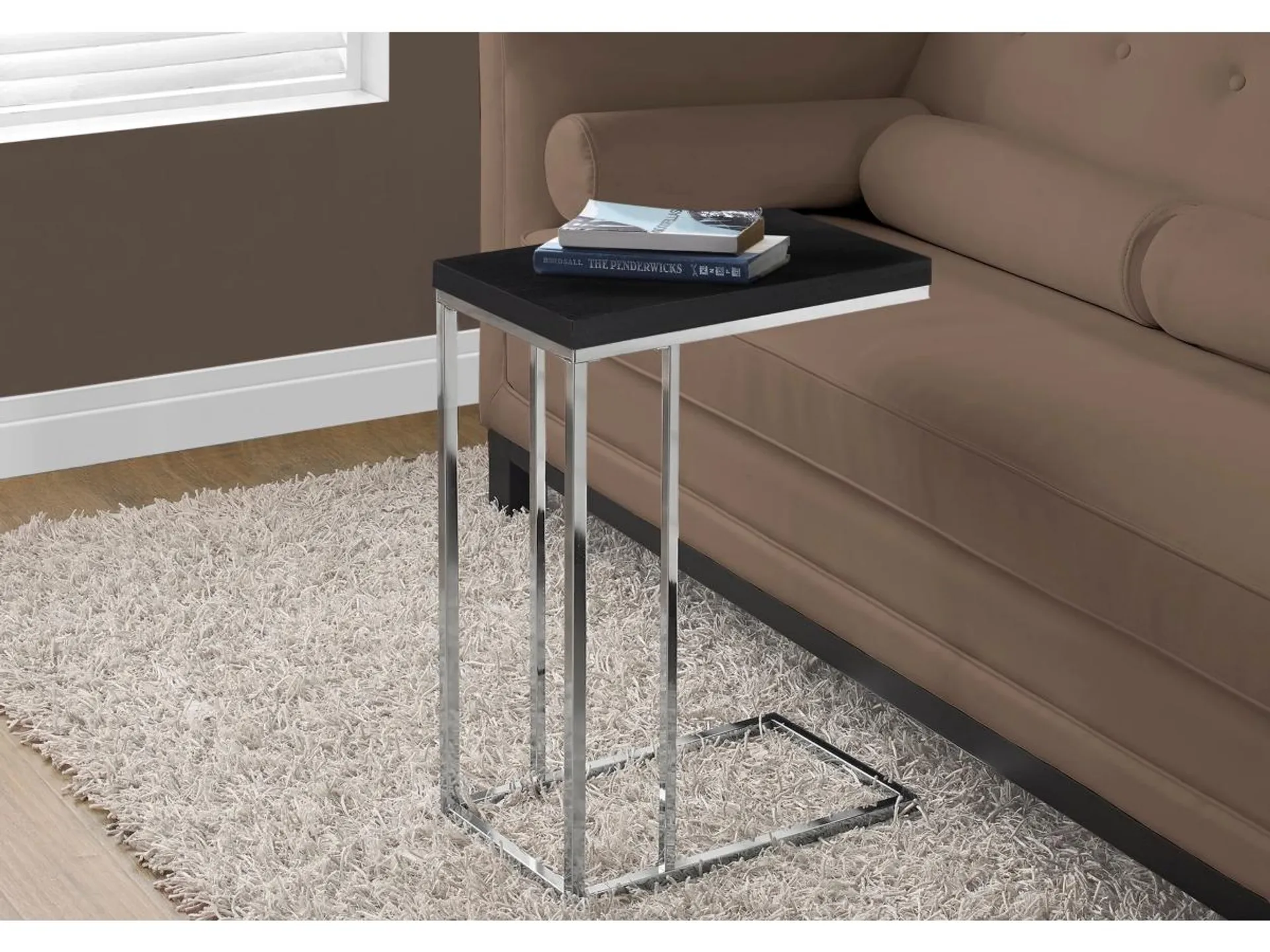 Monarch Specialties Contemporary Rectangular Top C-Shape Accent Table