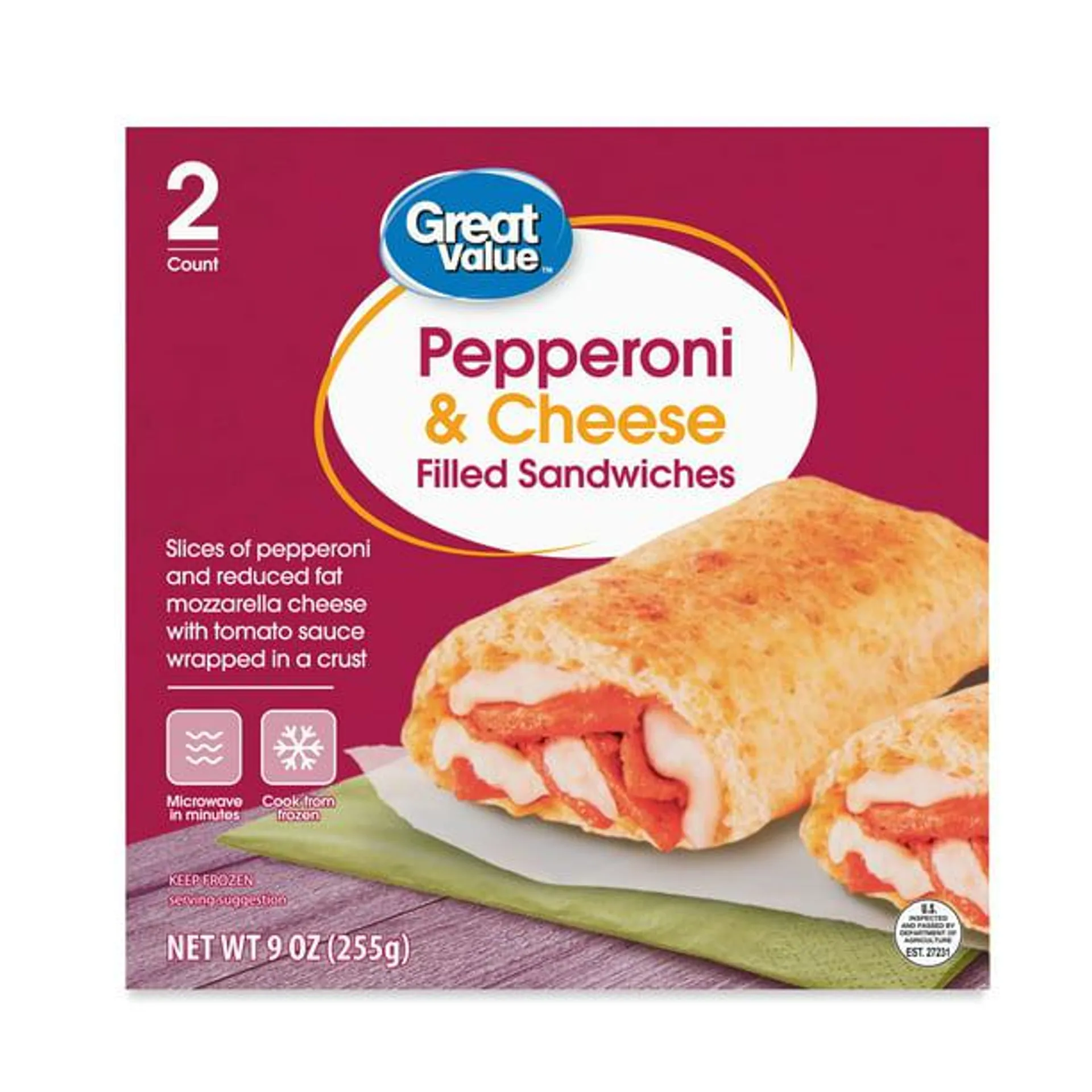 Great Value Pepperoni & Cheese Filled Sandwiches 2 Count