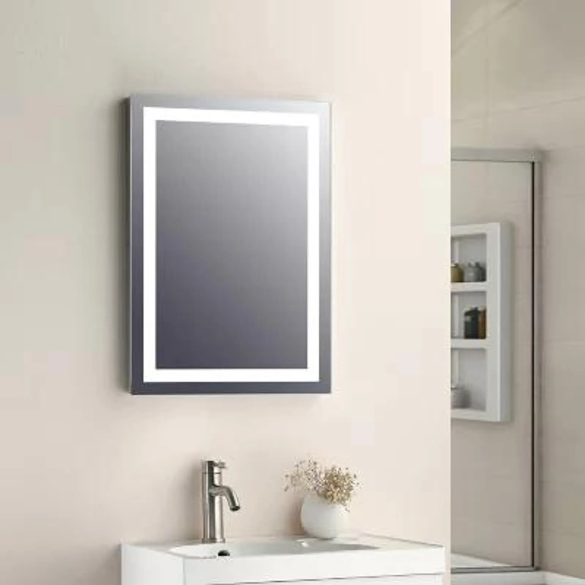 Homewerks 30'' x 36'' Dimmable Frameless LED Lighted Mirror with Anti-Fog