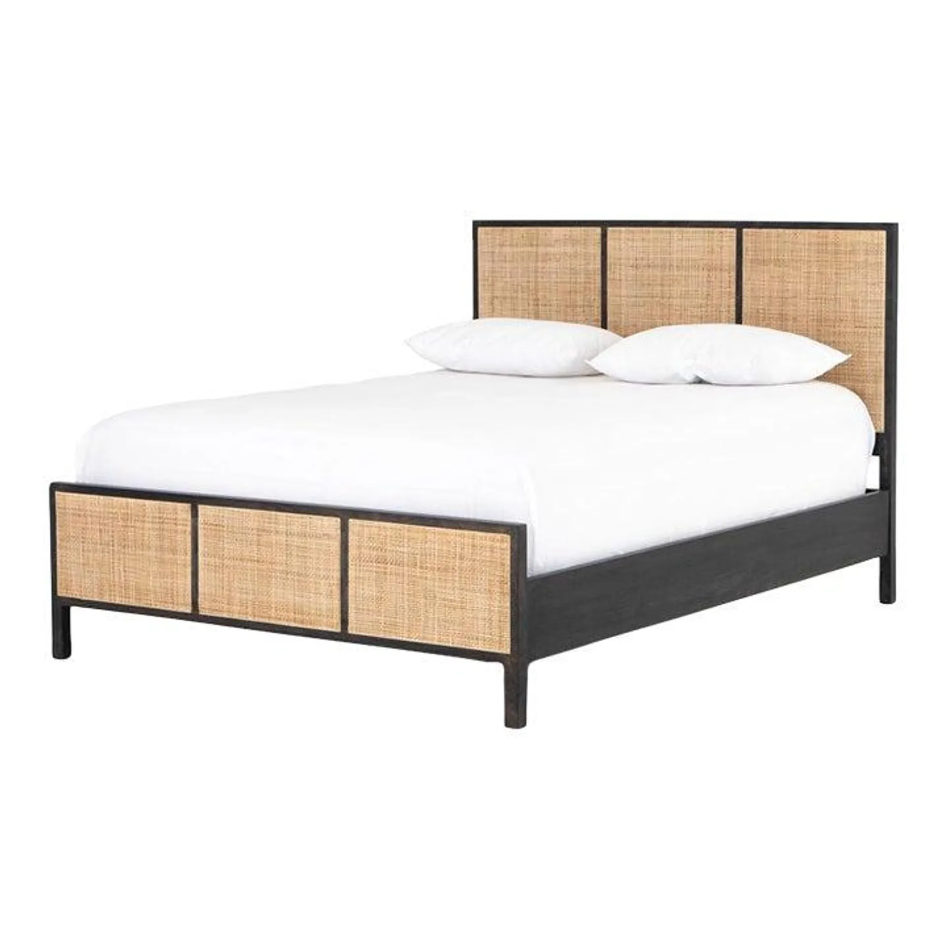 Four Hands Sydney Black Wood and Natural Cane King Bed