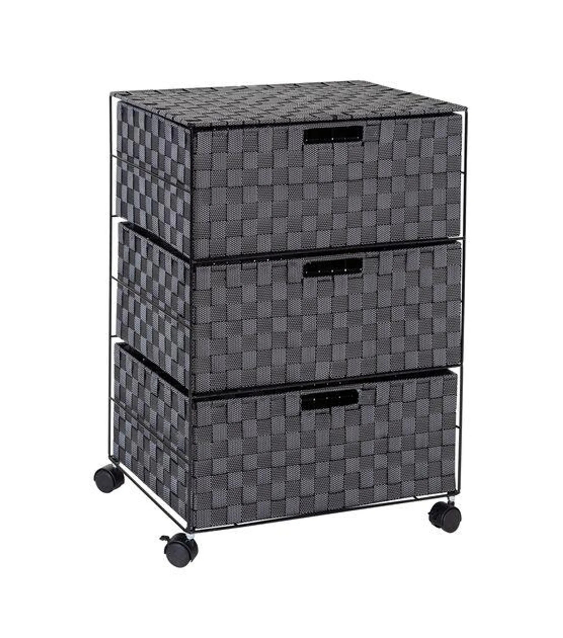 Honey Can Do 19.5" Black Woven 3 Drawer Rolling Office Organizer