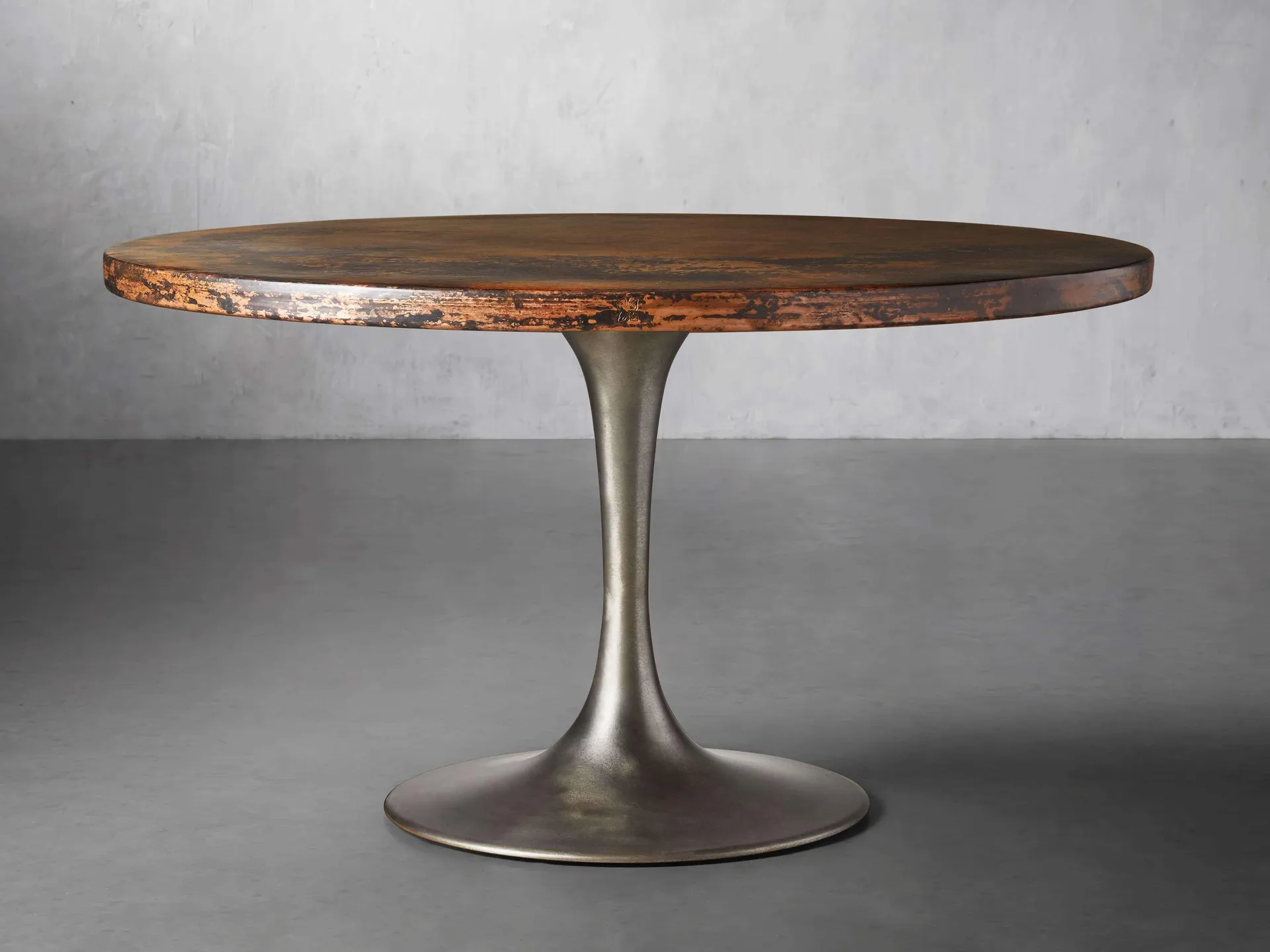 Recycled Metal Dining Table with Tulip Base