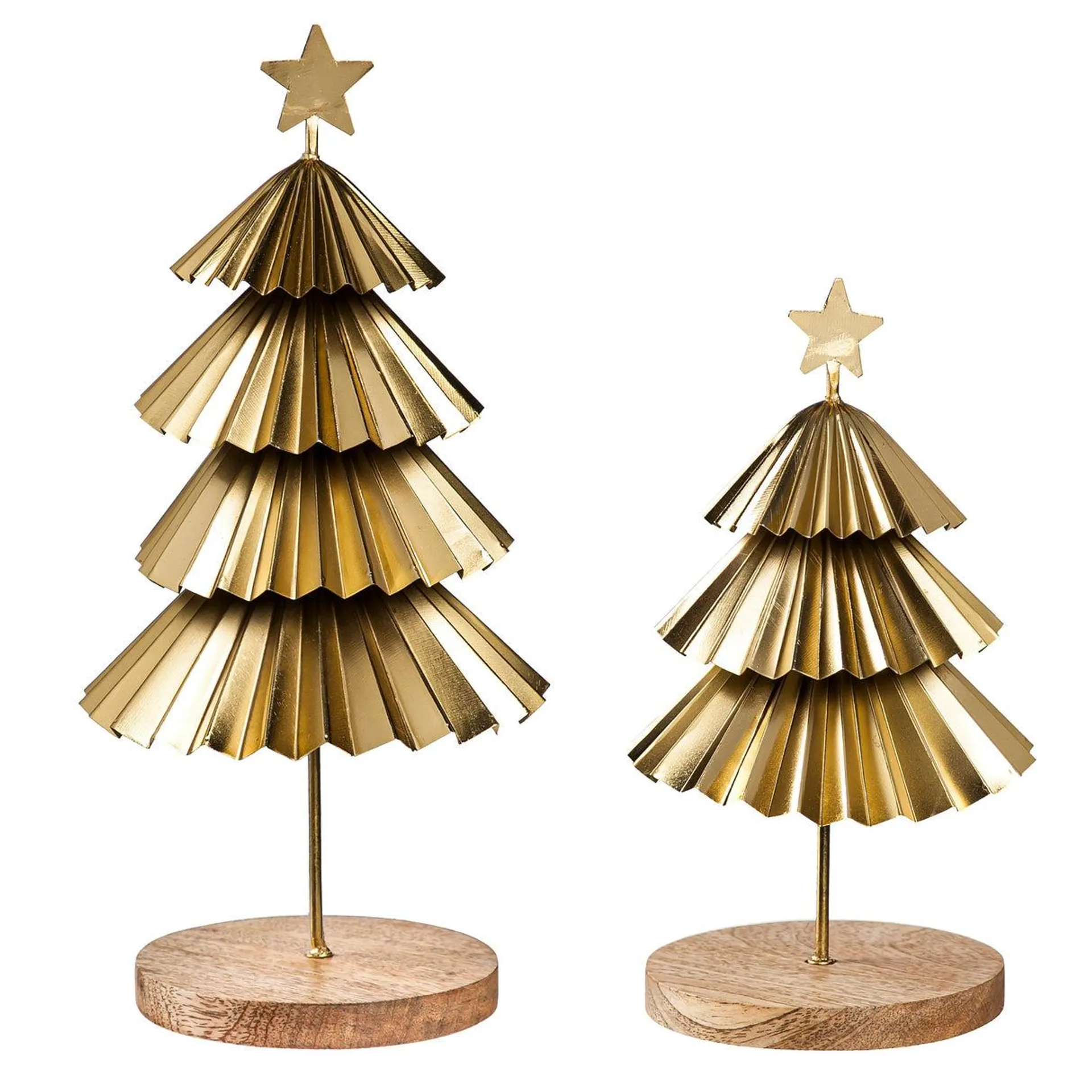 Gold Tiered Christmas Trees, Set of 2