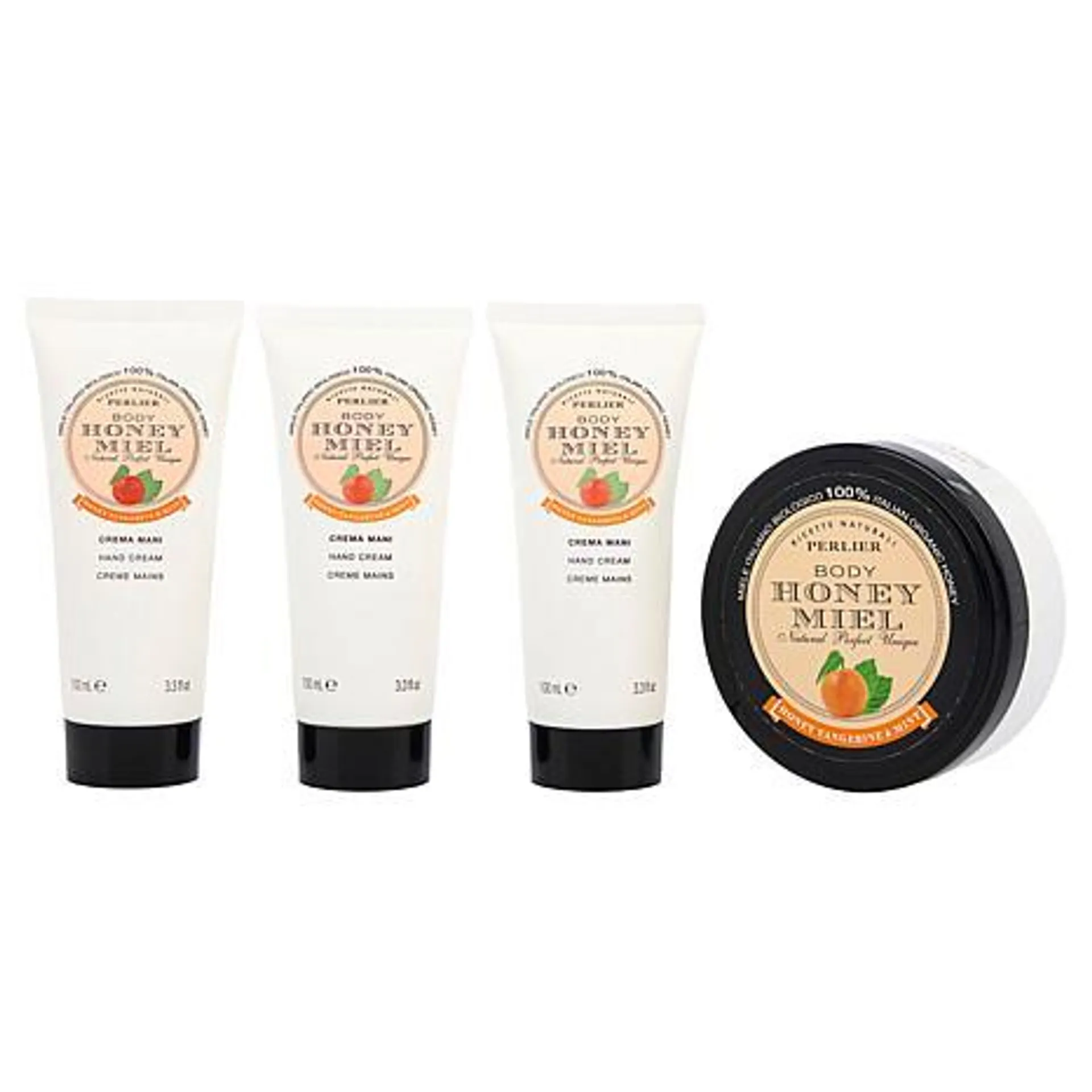 Perlier 4-Piece Honey Tangerine and Mint Hand and Body Cream Set