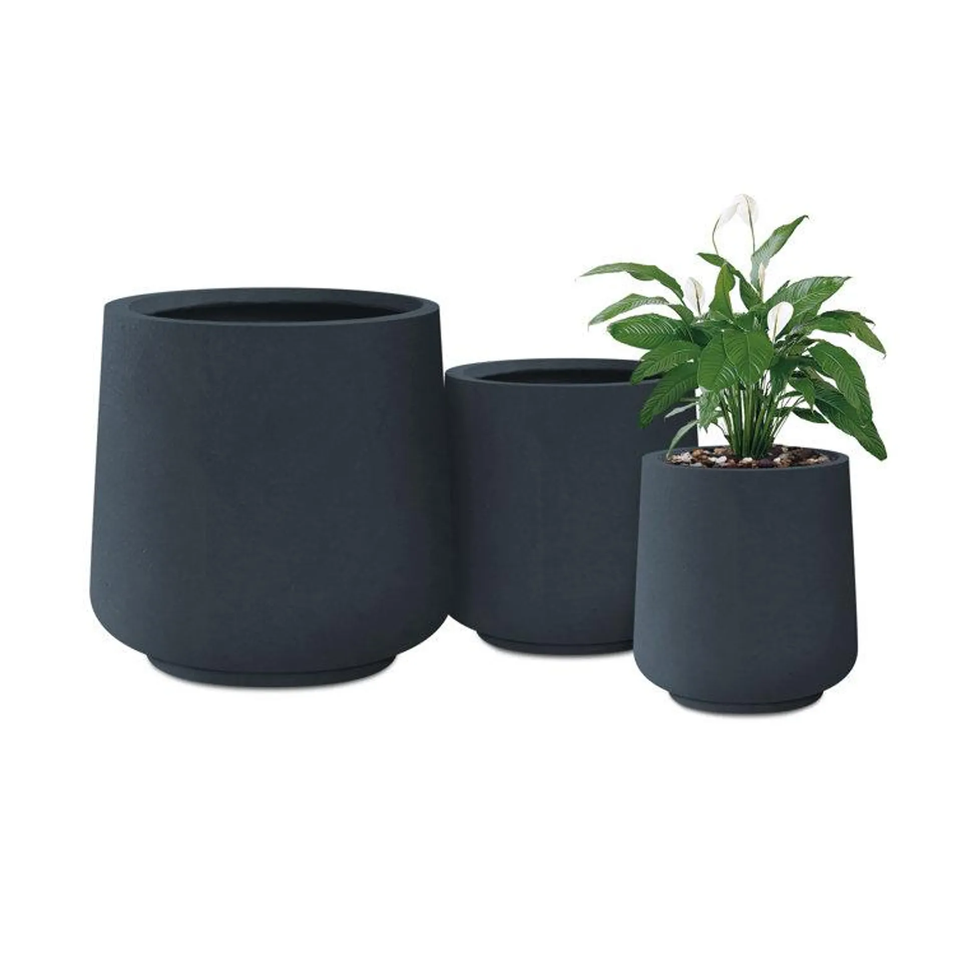 Kante Round Concrete Planters, Outdoor Indoor Pots Containers with Drainage Holes Set