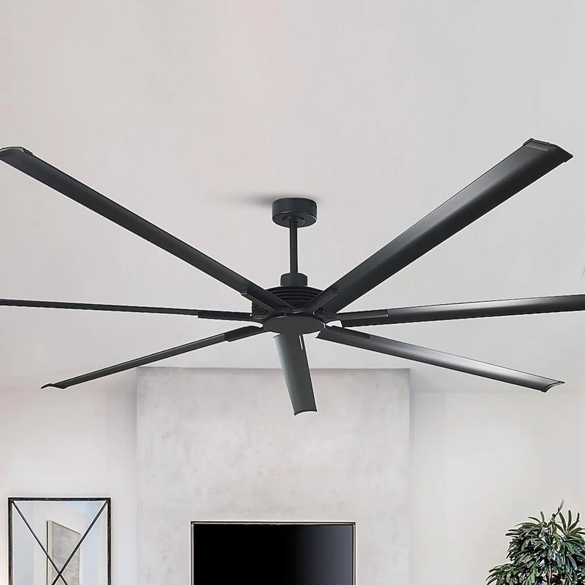 Parrot Uncle 84-in Matte Black Indoor/Outdoor Ceiling Fan and Remote (7-Blade)