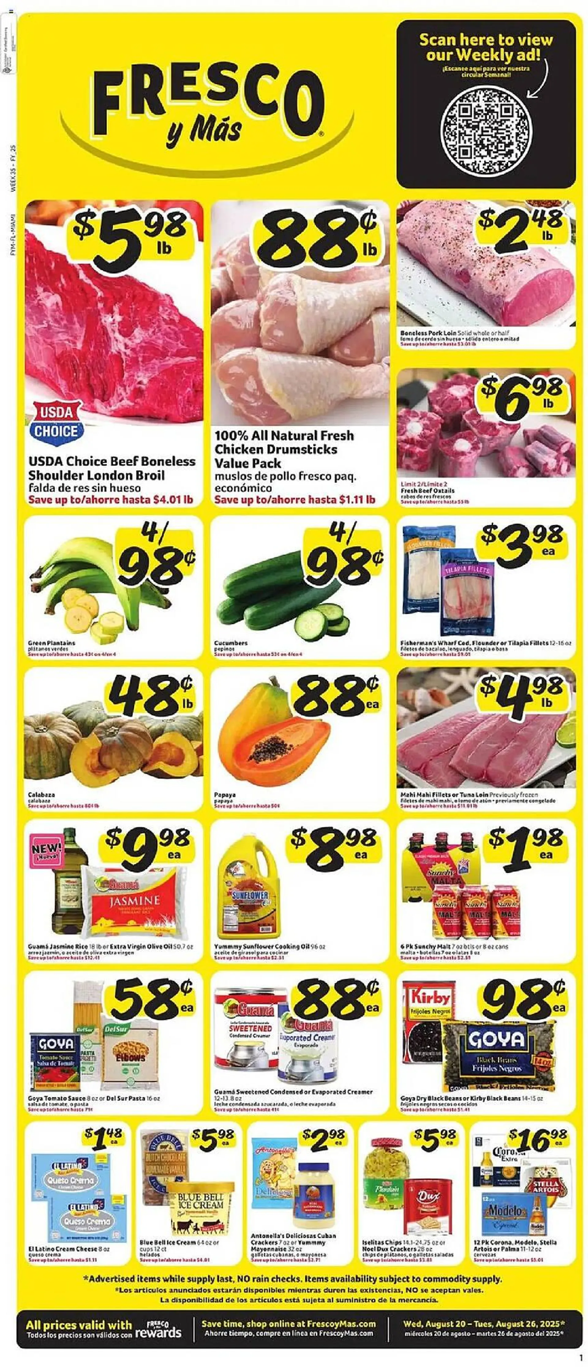 Weekly ad Fresco y Más Weekly Ad from August 20 to August 26 2025 - Page 1