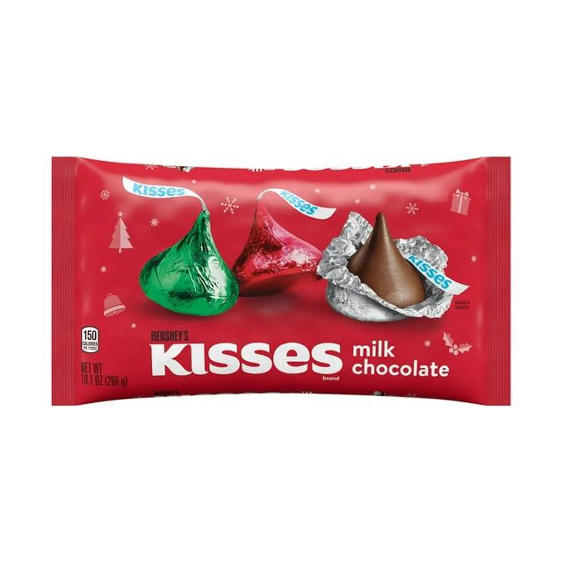 Hershey's Kisses Milk Chocolate Christmas Candy, Bag 10.1 oz