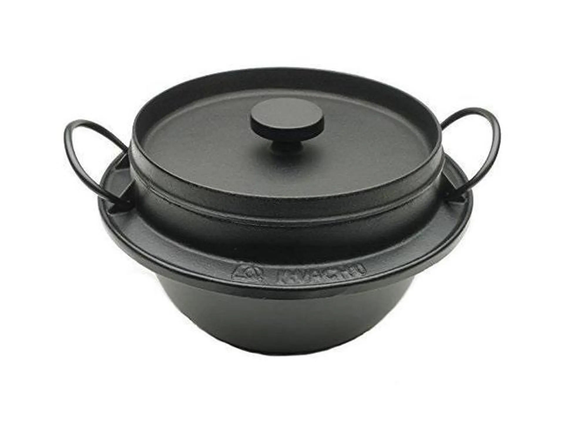 iwachu 410720 japanese cast iron gohan nabe rice cooker, black