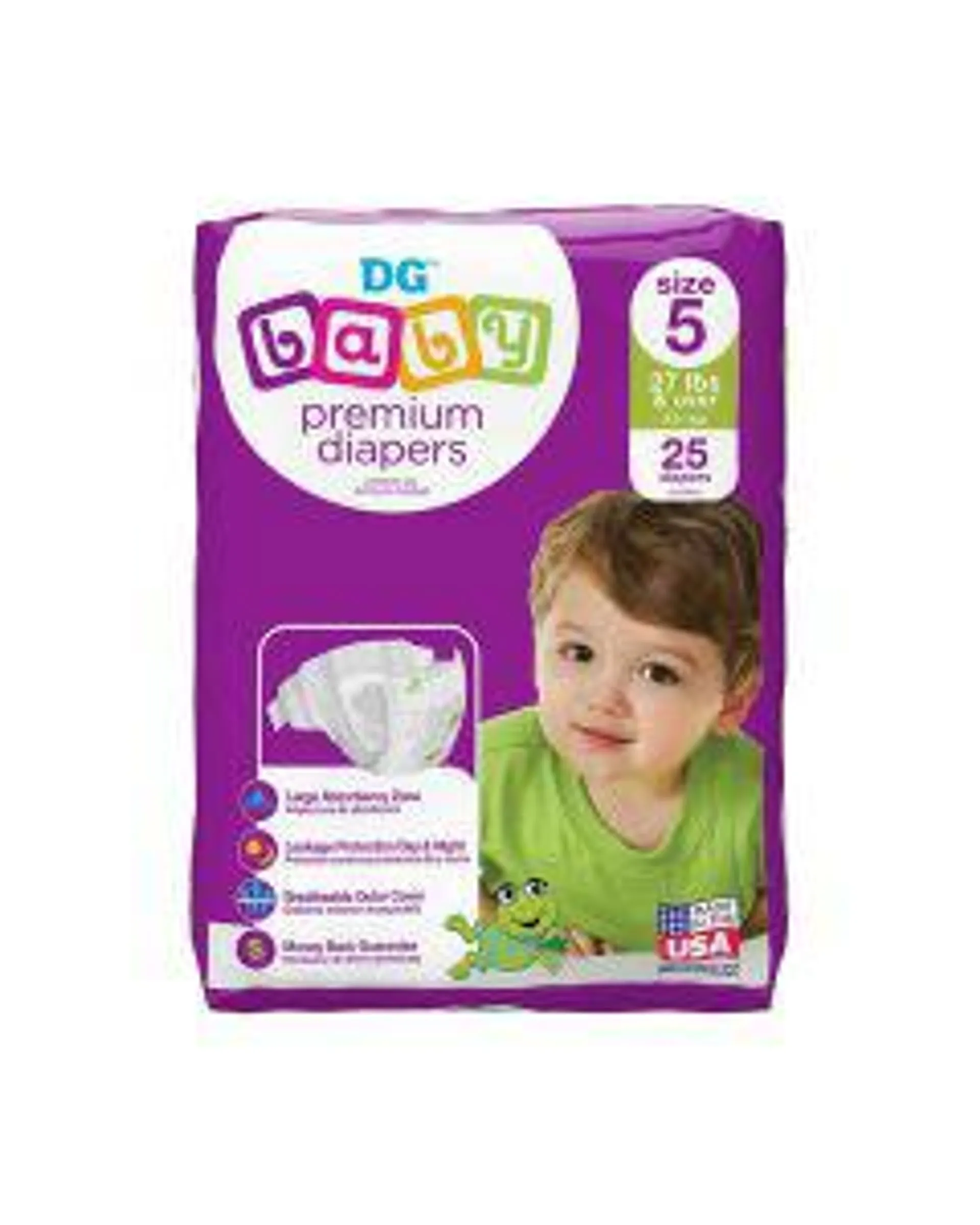 DG Baby Premium Jumbo Diapers - Size 5, 25 Ct.