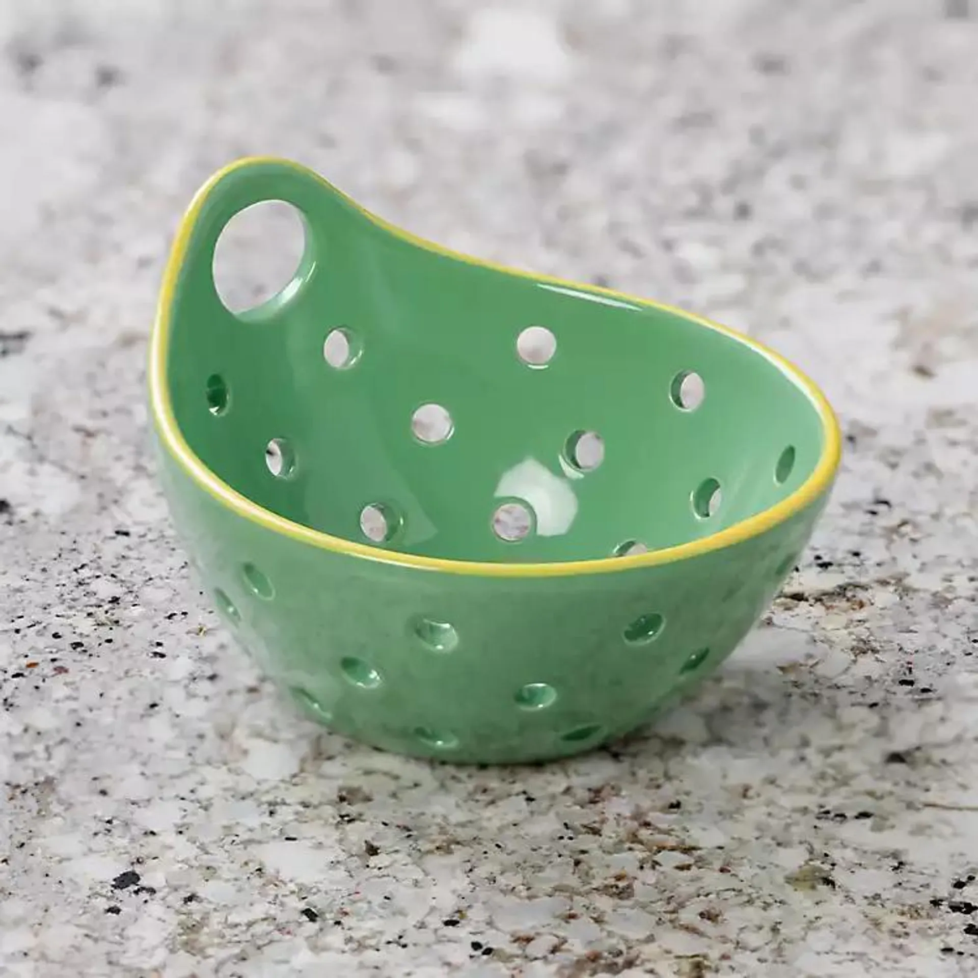 Small Green Ceramic Colander