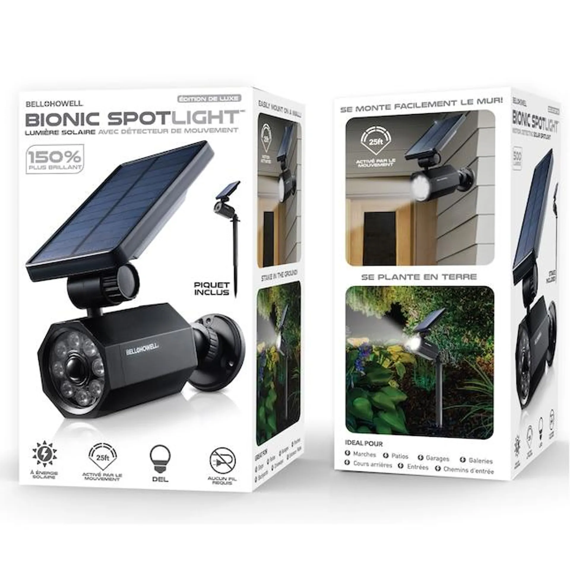 BELL + HOWELL Bionic Spotlight 5.5-Watt Black Low Voltage Solar LED Spot Light Motion Sensor