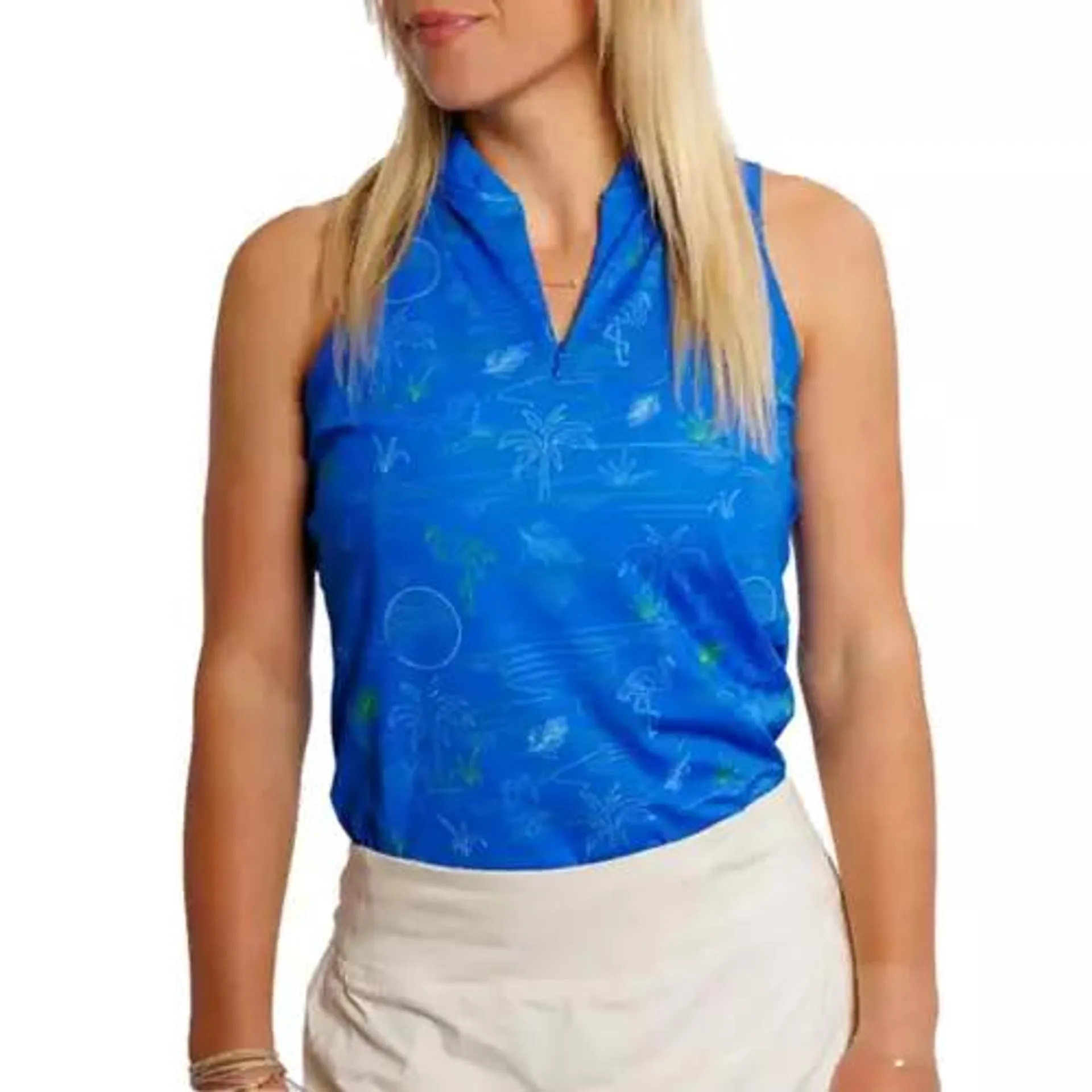 Women's Waggle Golf Shores Sleeveless V-Neck Golf Polo