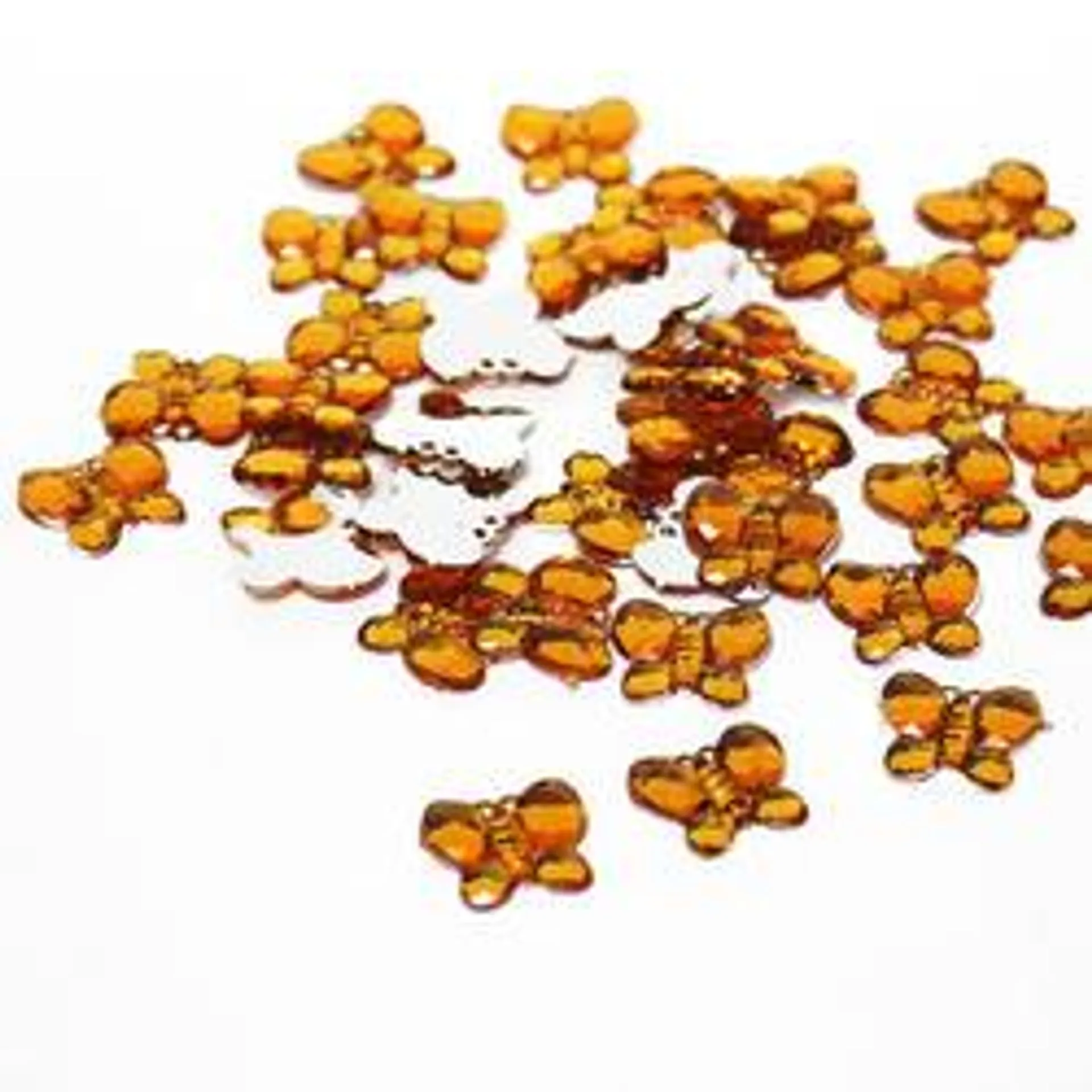 Gold Flat Back Butterfly Rhinestones (Package of 50 pieces)