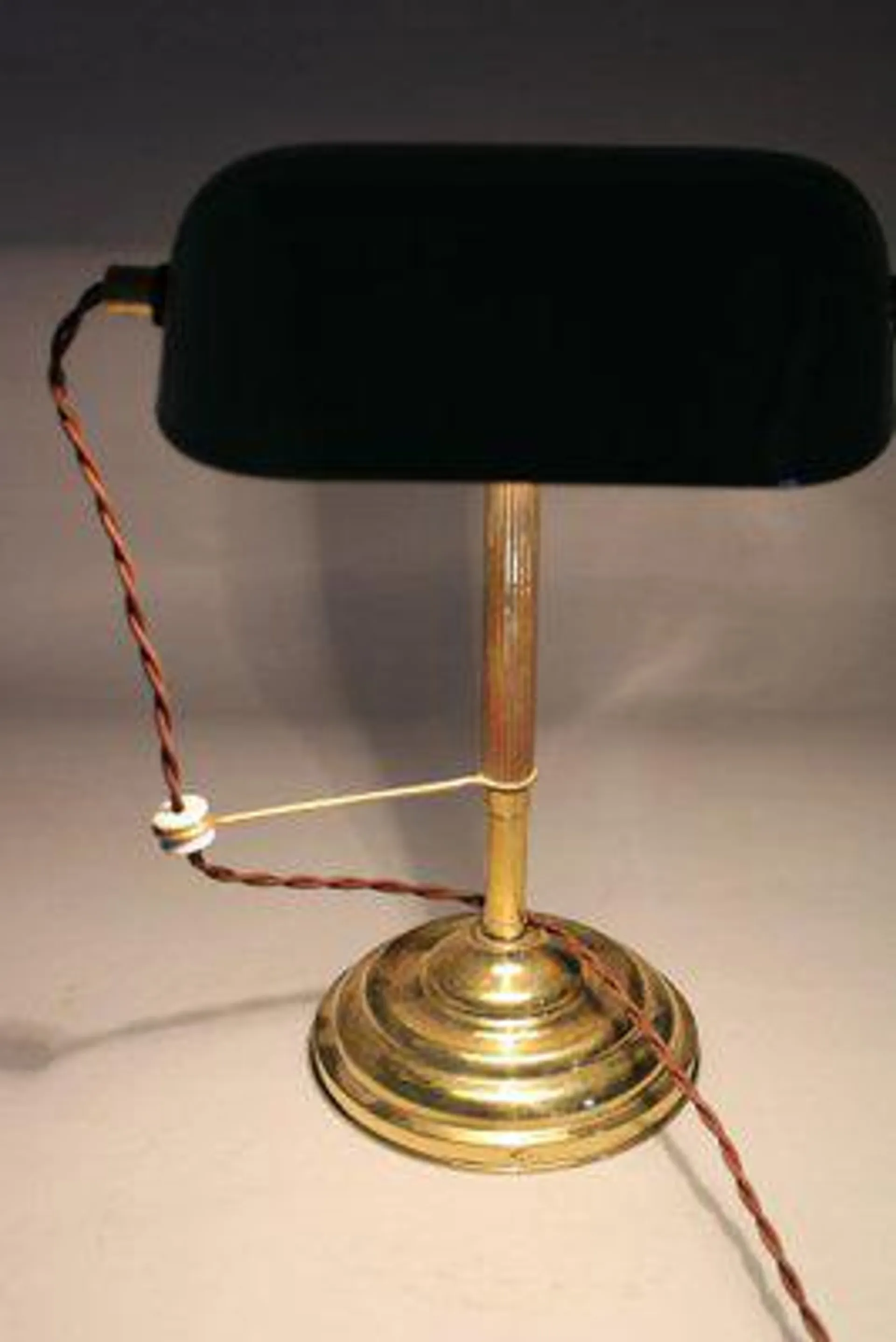 Art Deco Brass Banker Table Lamp, Former Czechoslovakia, 1930s