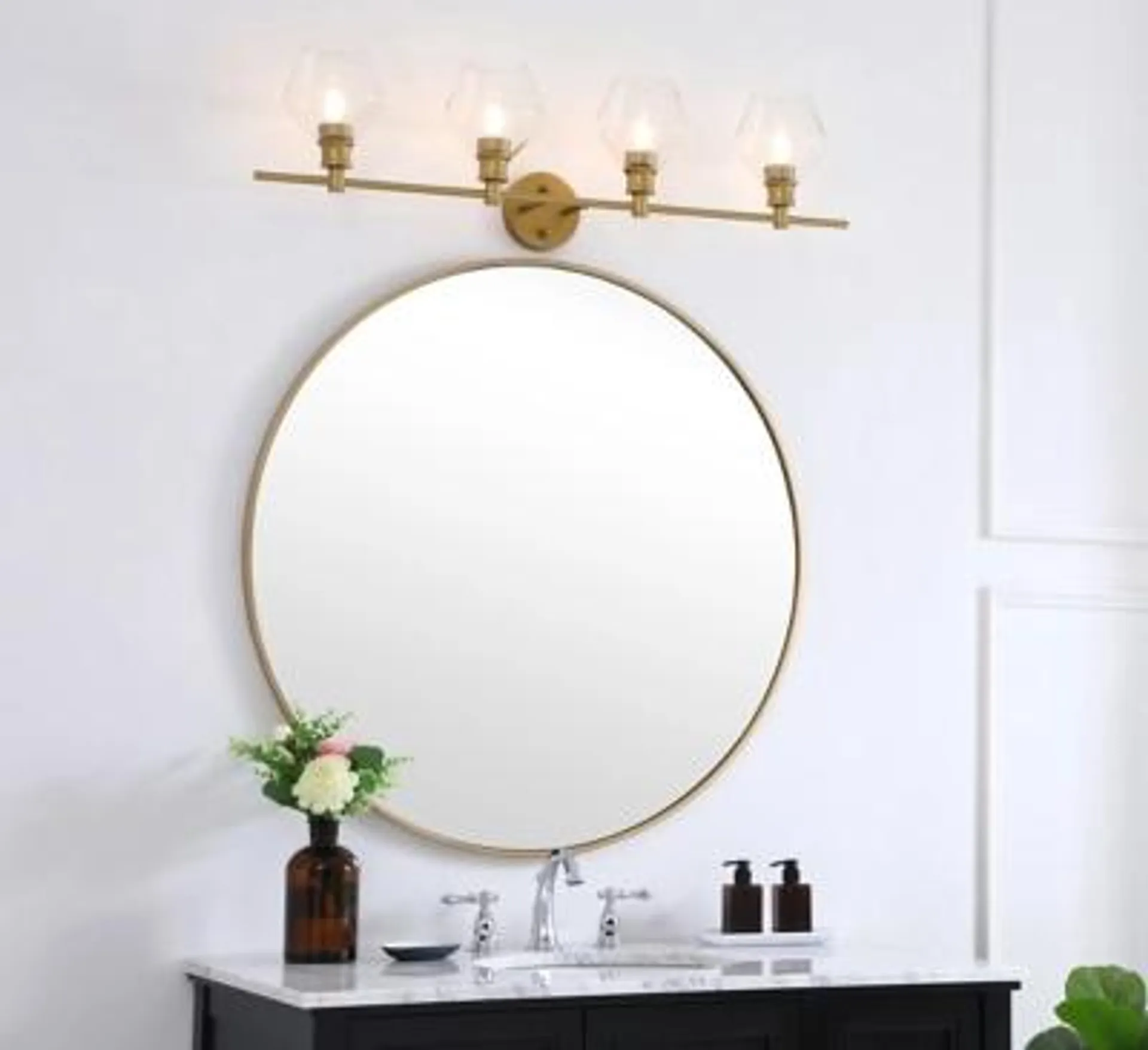 Gene 4 Light Brass And Clear Glass Wall Sconce