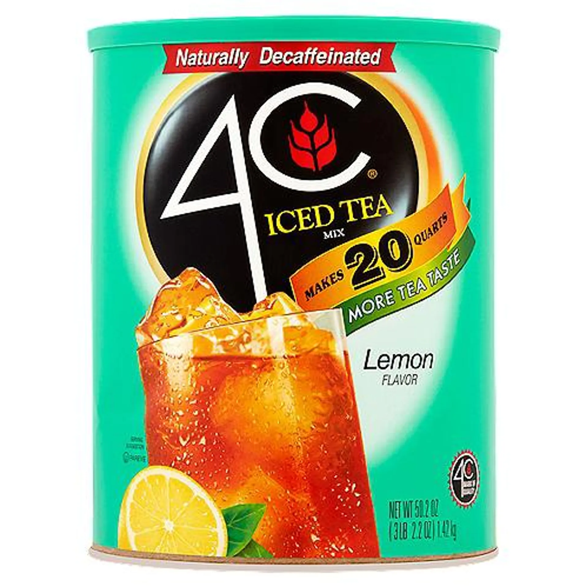 4C Naturally Decaffeinated Lemon Flavor, Iced Tea Mix, 50.2 Ounce
