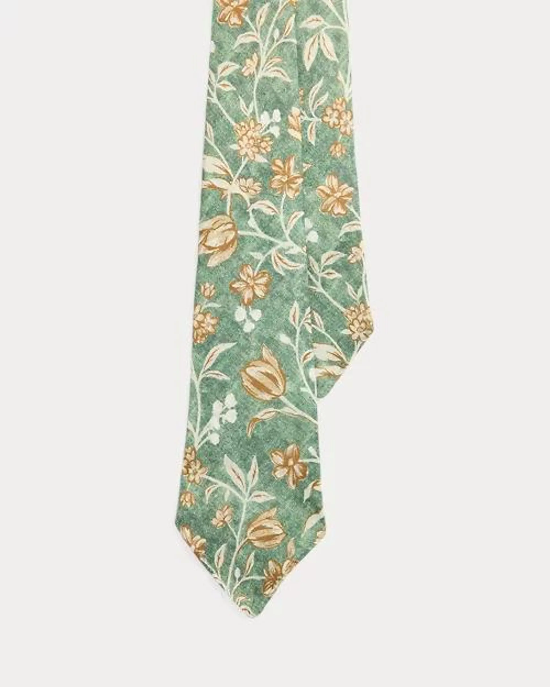 Vintage-Inspired Floral-Print Linen Tie