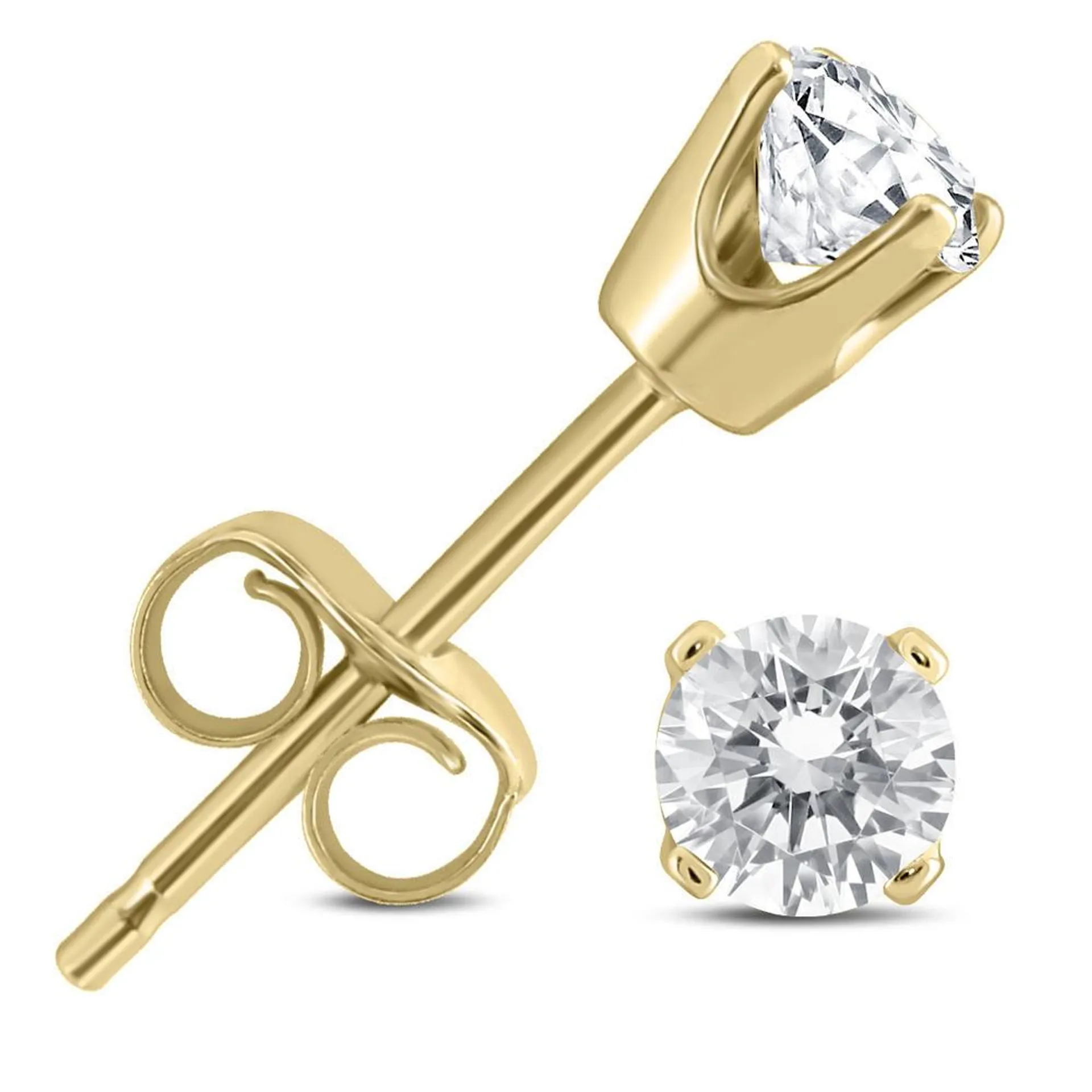 szul.com 1/3 Carat TW Round Diamond Solitaire Stud Earrings in 14K Yellow Gold