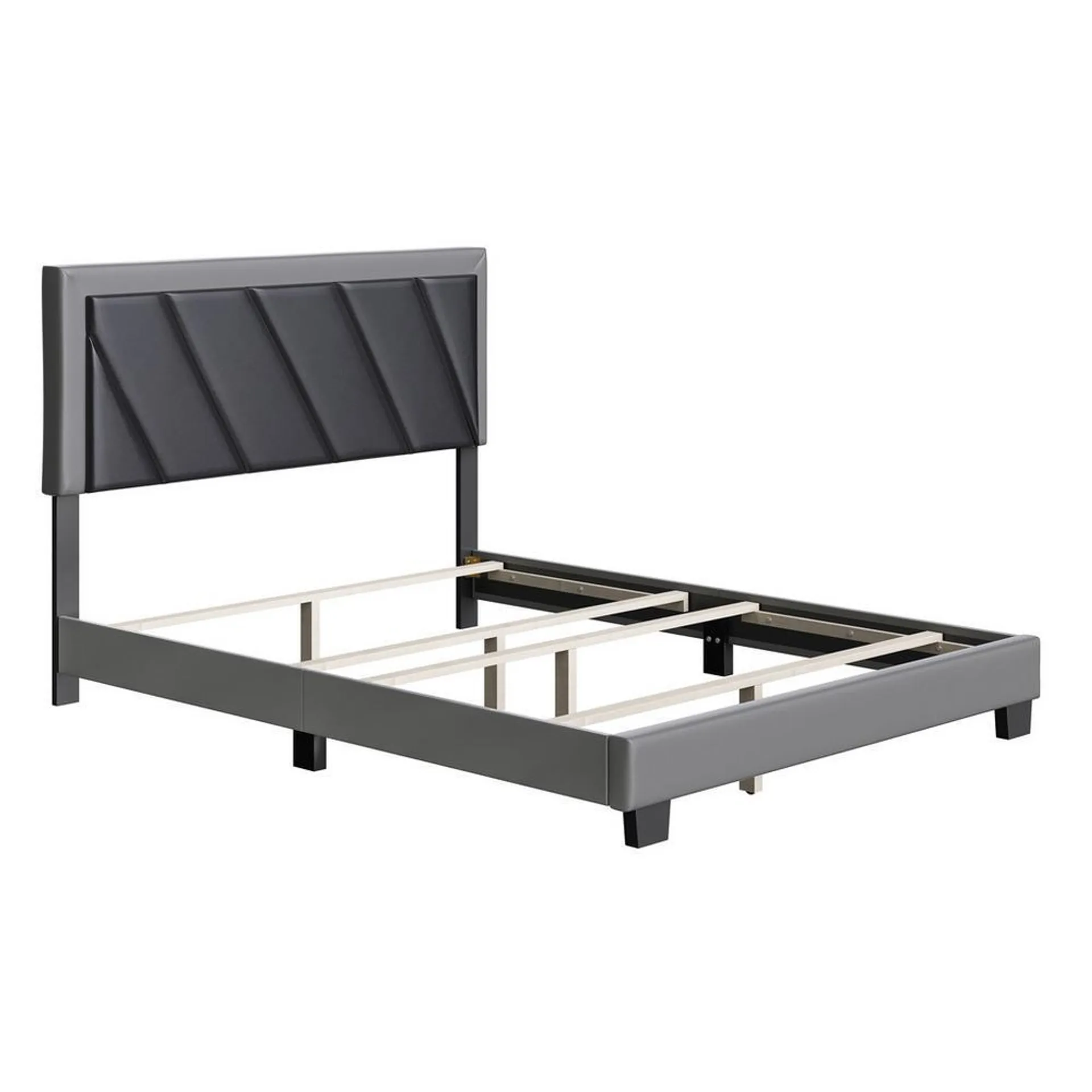 Salina King Black/Grey Faux Leather Bed