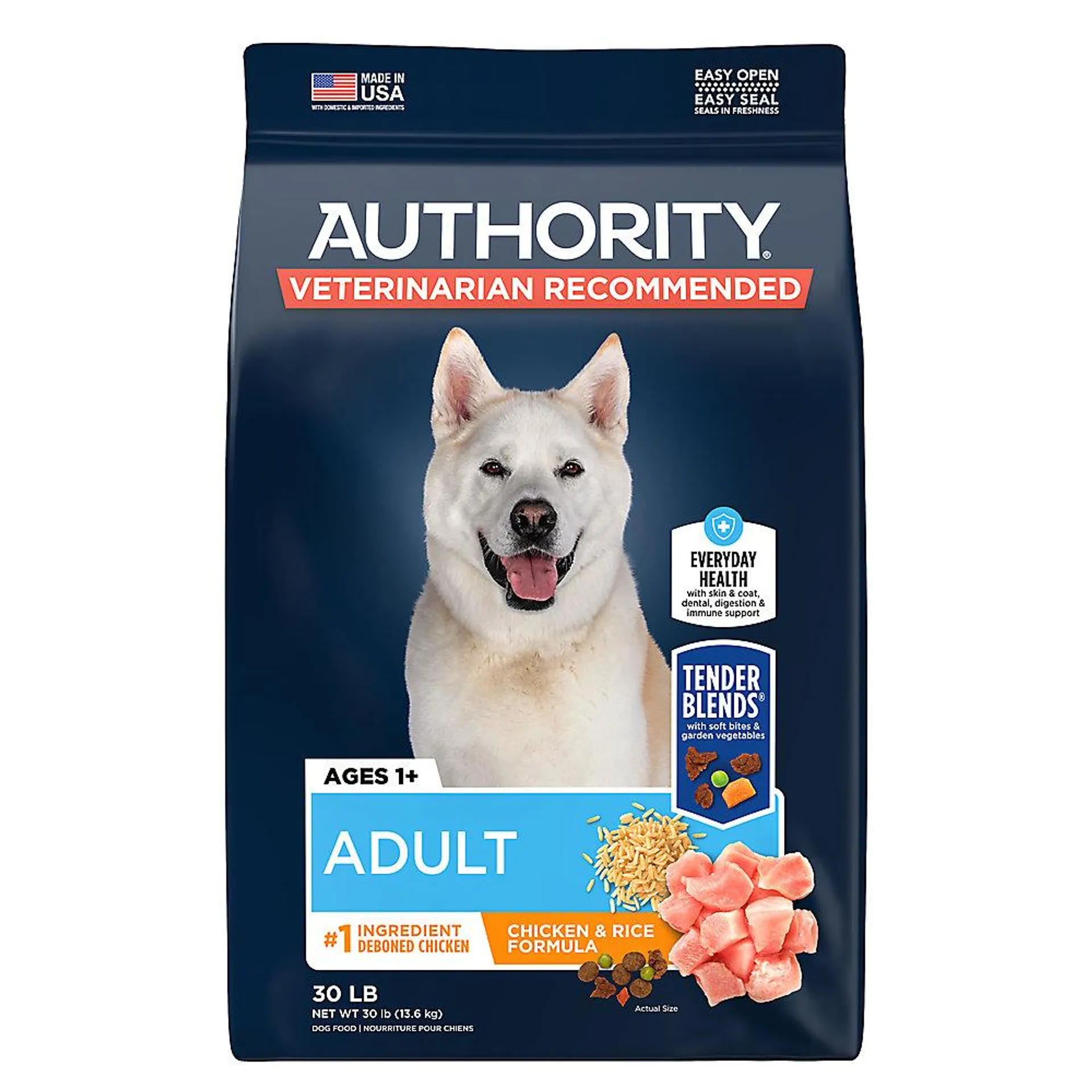 Authority® Everyday Health Tender Blends Adult Dog Dry Food - Chicken & Rice, 30 lb