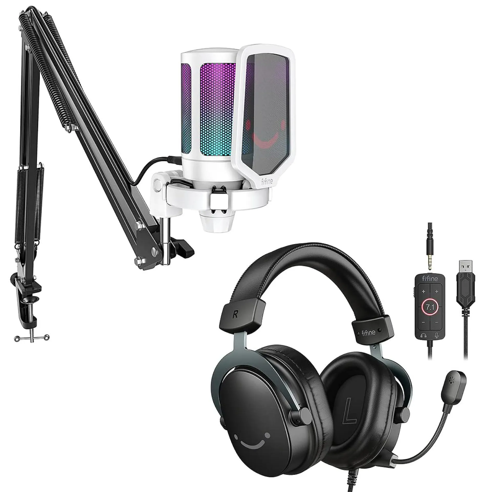 Great Choice Products Streaming Gaming Usb Microphone Kit And Usb Streaming Headset,Pc Condenser Rgb Mic On Ps4/Ps5,Plug And Play For Music Recordi…