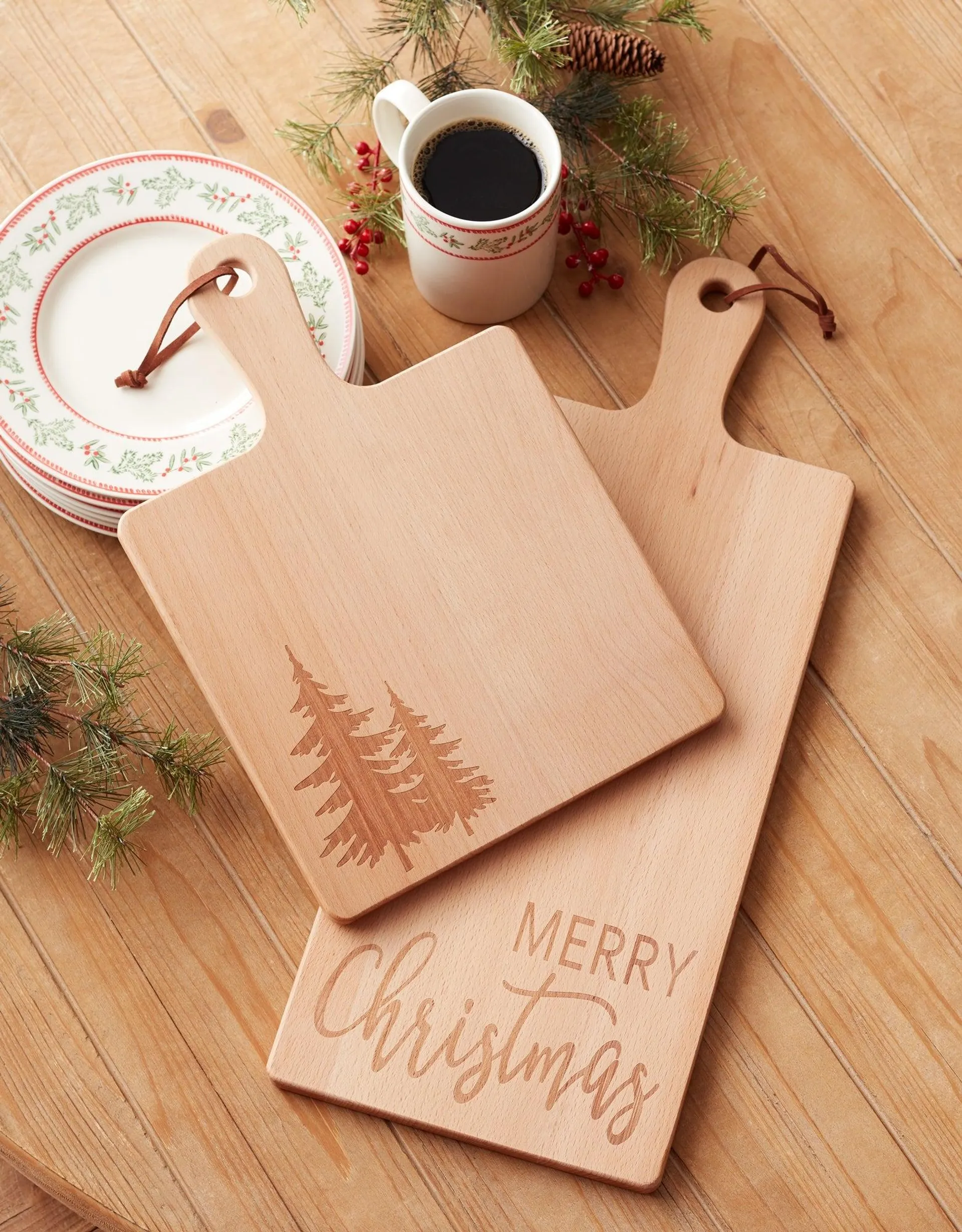 Merry Christmas Pine Tree Cutting Board, Set of 2