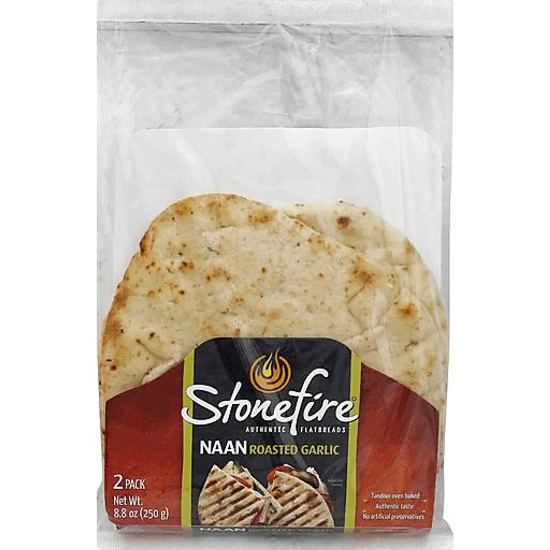 Stonefire Gluten-free Roasted Garlic Naan 8.8 oz bag