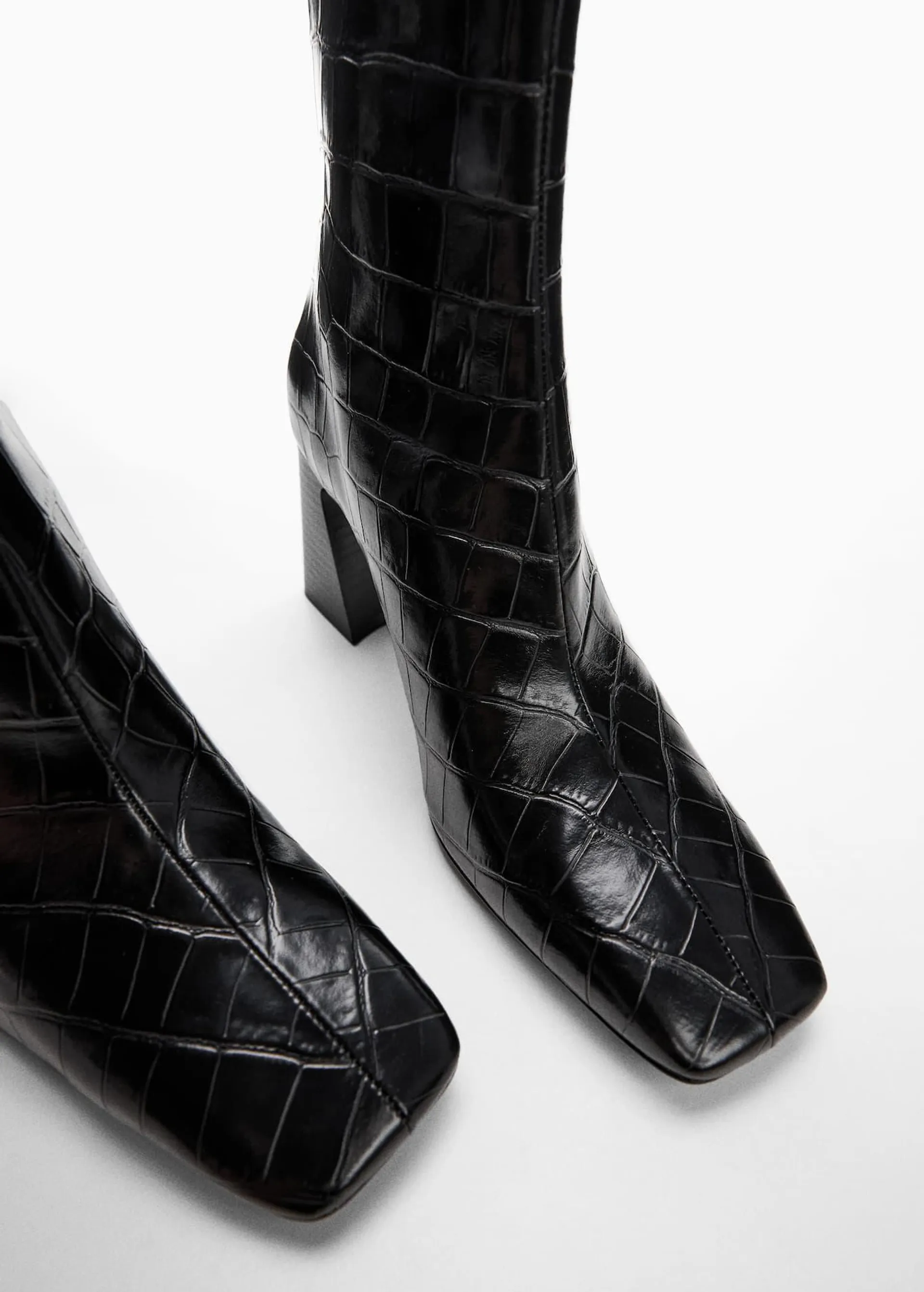 Croc-effect ankle boots