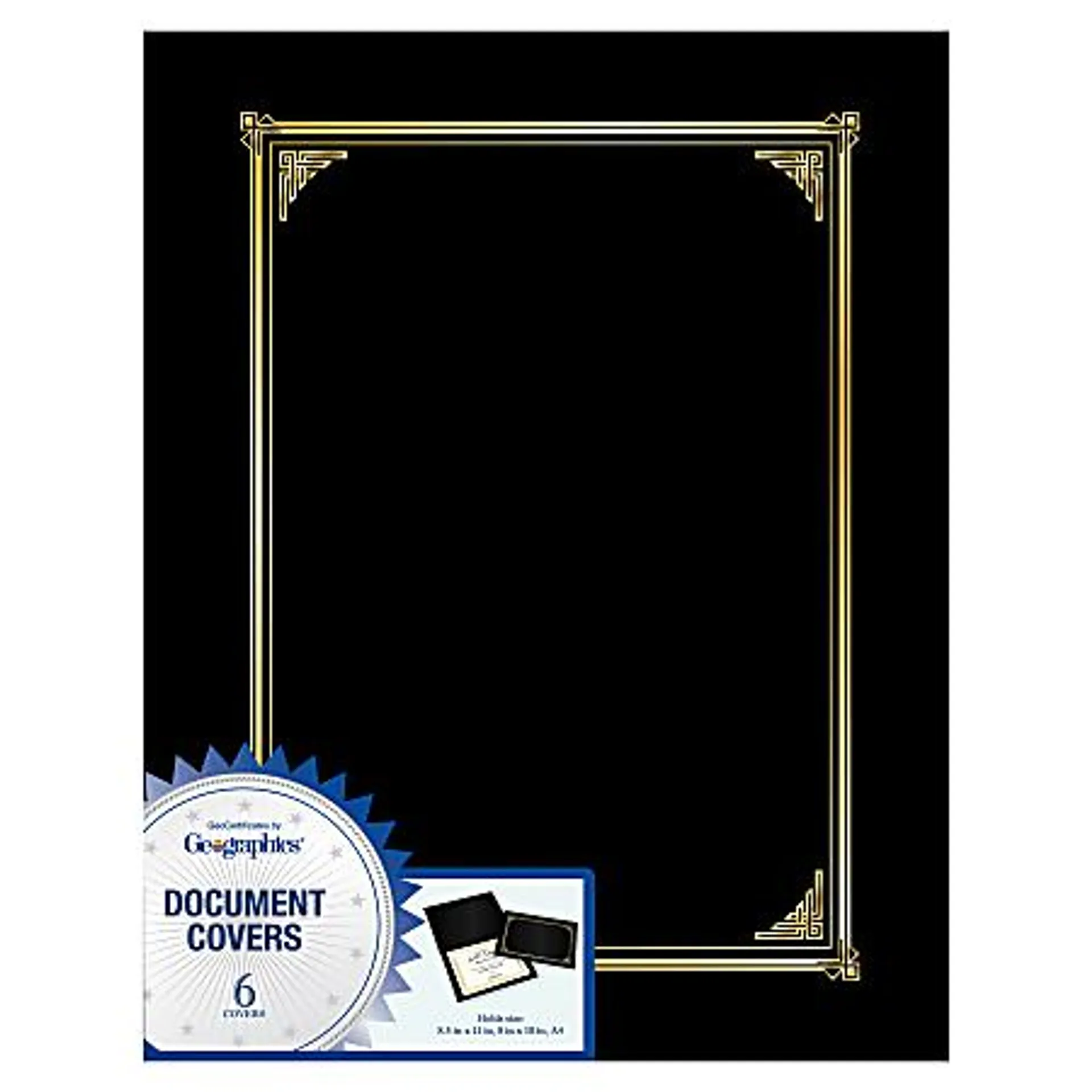 Geographics® 30% Recycled Document Covers, 9 3/4" x 12 1/2", Black, Pack Of 6
