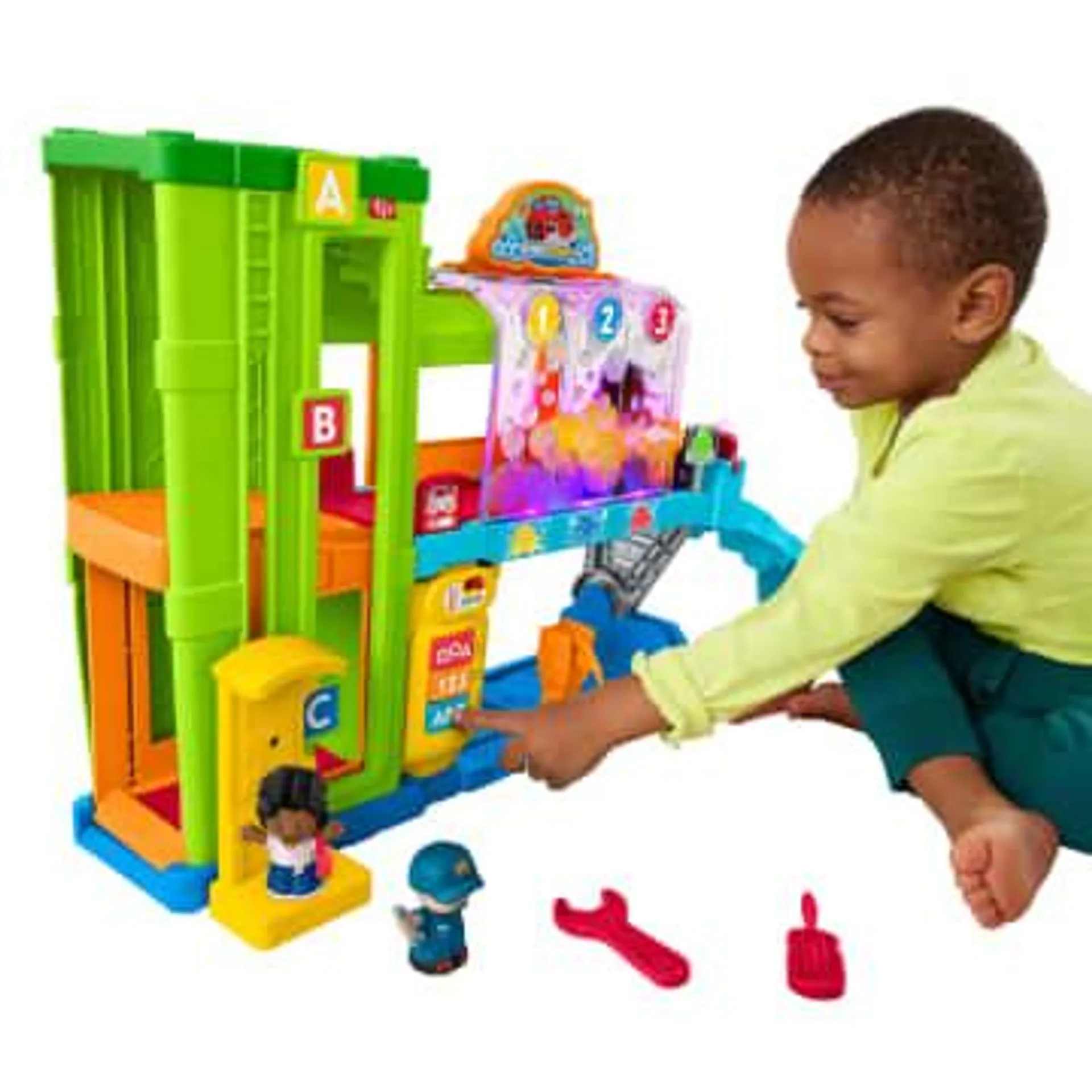 Fisher-Price Little People Toddler Playset With Figures & Toy Car, Light-Up Learning Garage