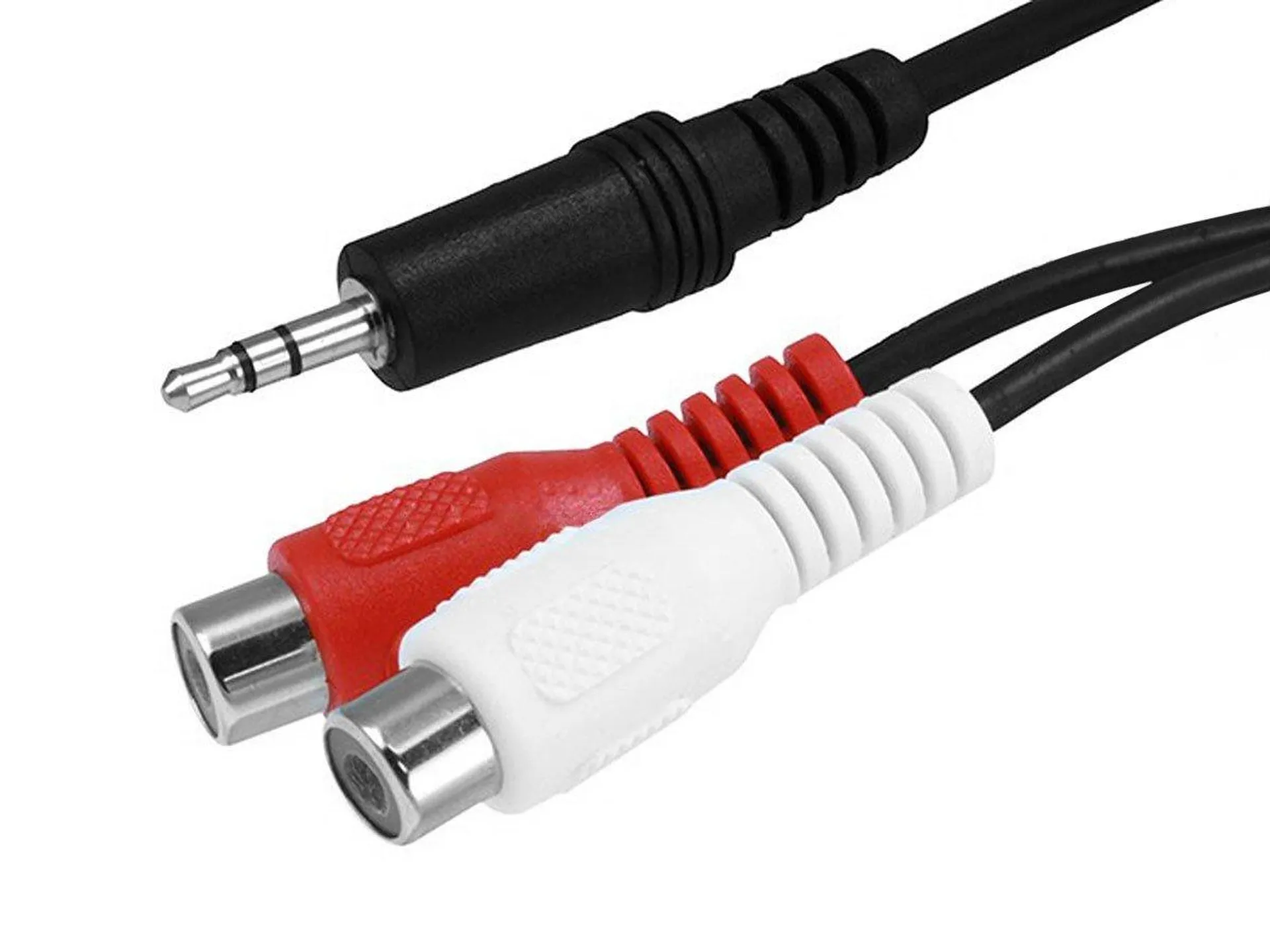 Monoprice 6in 3.5mm Stereo Plug to 2 RCA Jack Cable, Black