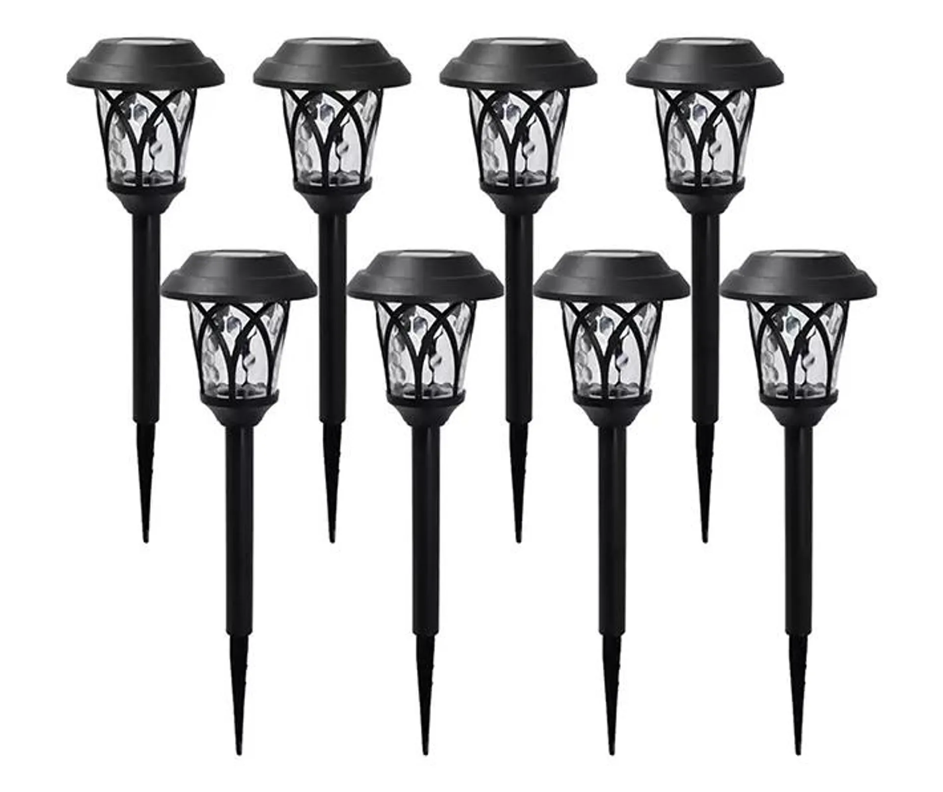 Black Cage 8-Piece LED Solar Pathway Light Set